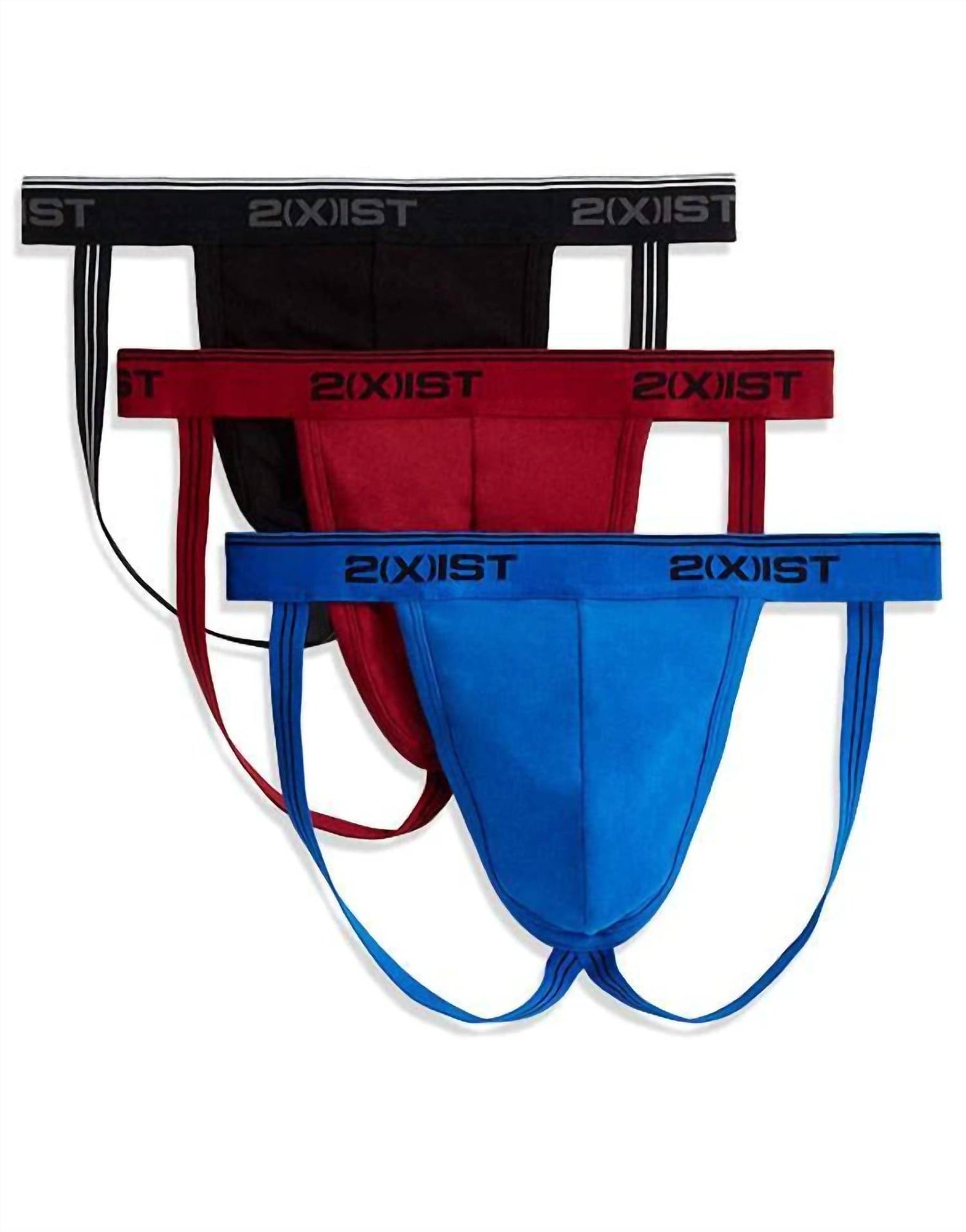 Men's 3-Pack Stretch Core Jockstraps In Scotts Red/black/skydiver Blue
