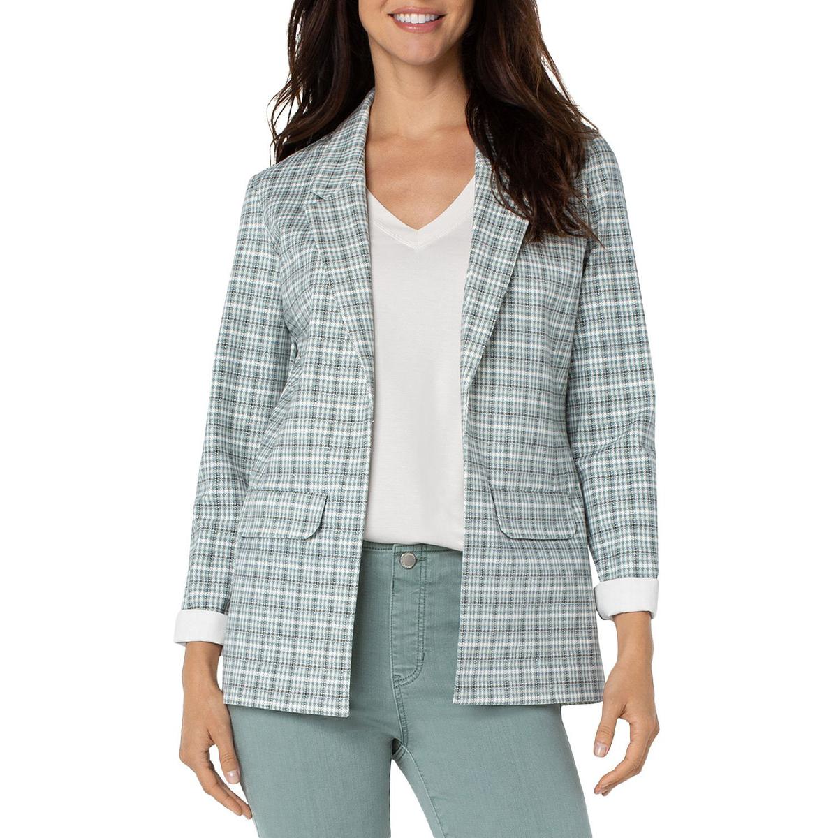 Plaid Office Open-Front Blazer