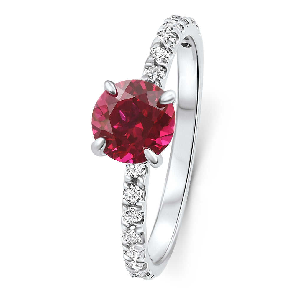 VS 1Ct Round Ruby Diamond Ring 10k Gold Lab Grown 7761050370108
