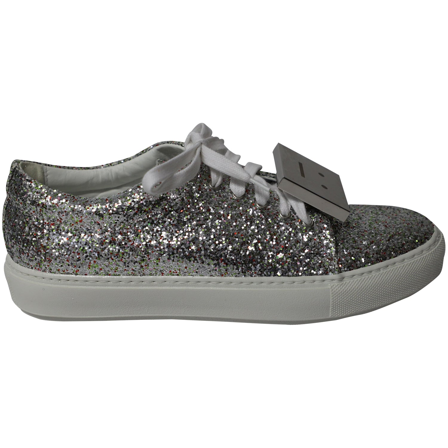 Acne Studios Metallic Adriana Spark Sneakers in Silver Glitter