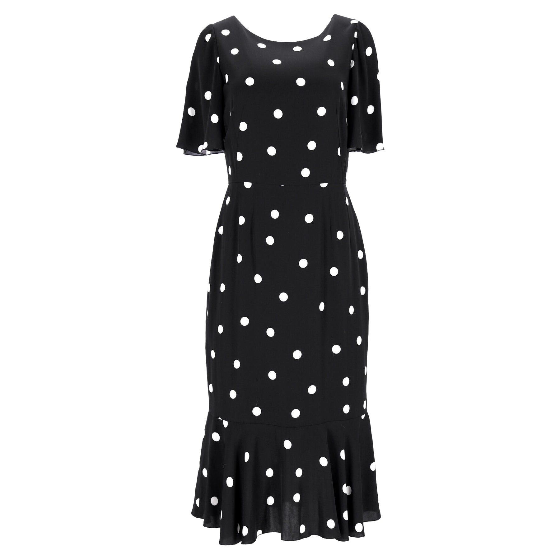 Dolce & Gabbana Midi Polka Dot Print Dress in Black Silk