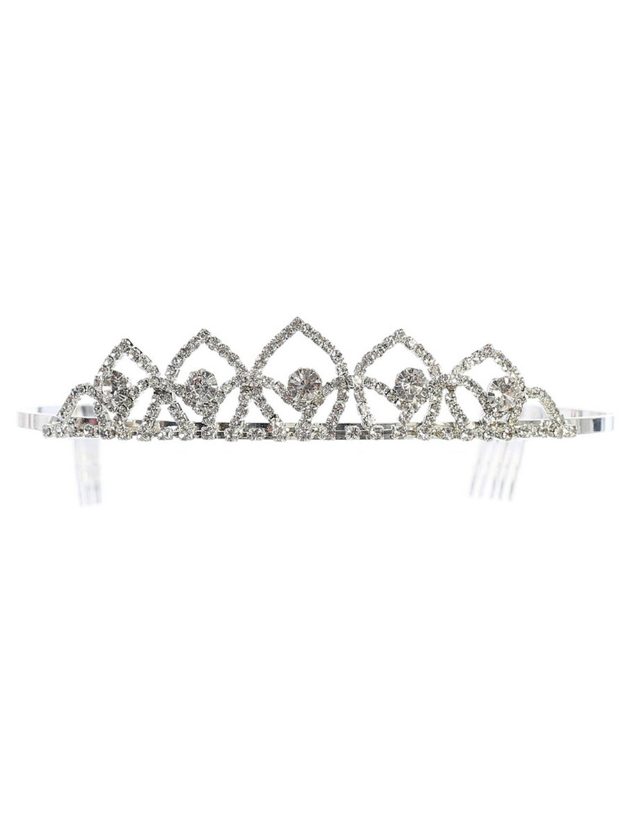 Girls Silver Rhinestone Petals Tiara