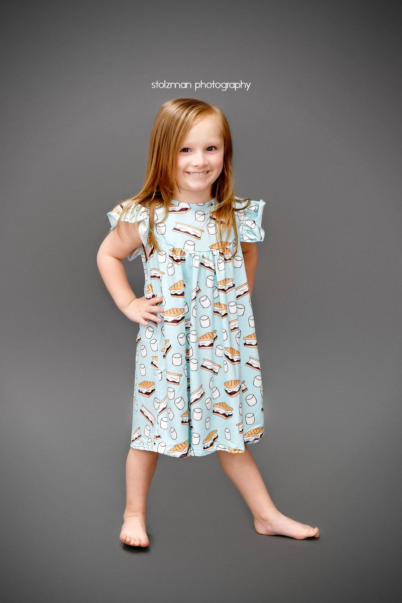 Smores Milk Silk Flutter Dress