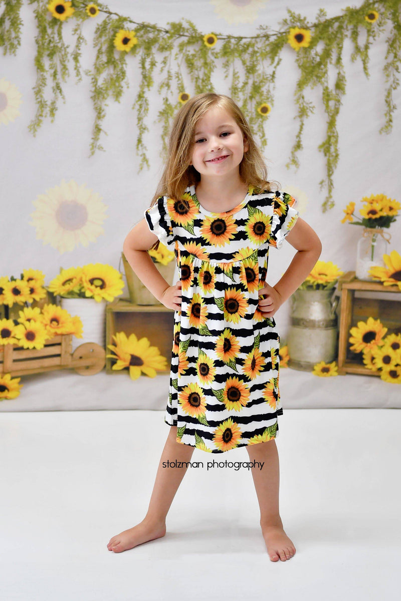 Sunflower Milk Silk Flutter Dress