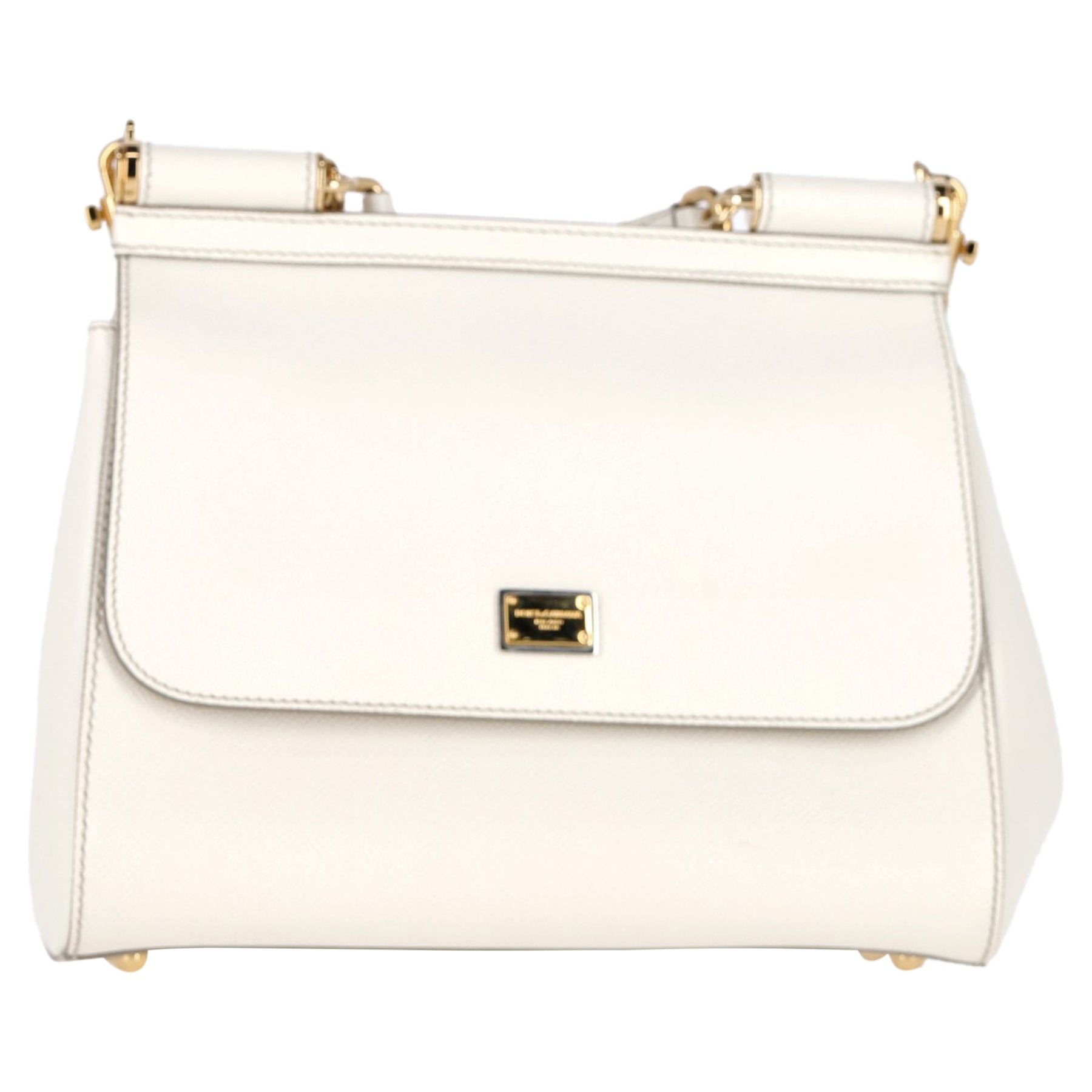 Dolce & Gabbana Medium Miss Sicily Top Handle Bag in White Leather 7744764444732