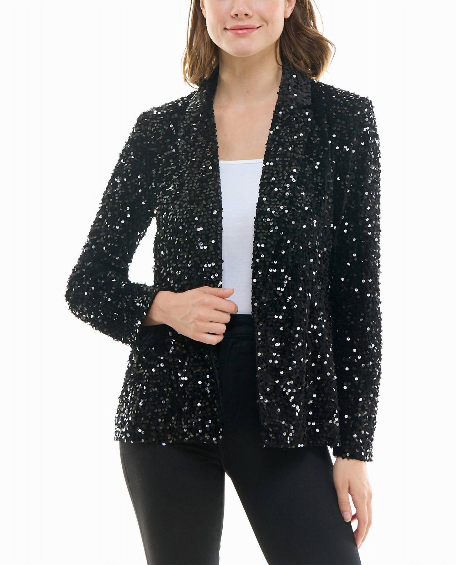 Dani Velvet Sequin Jacket In Very Black 7686738051132