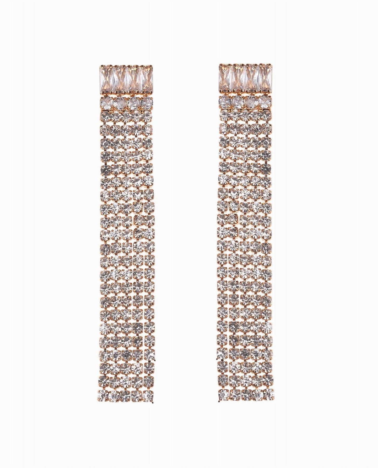 Rhinestone Linear Earrings In Gold 7690198712380