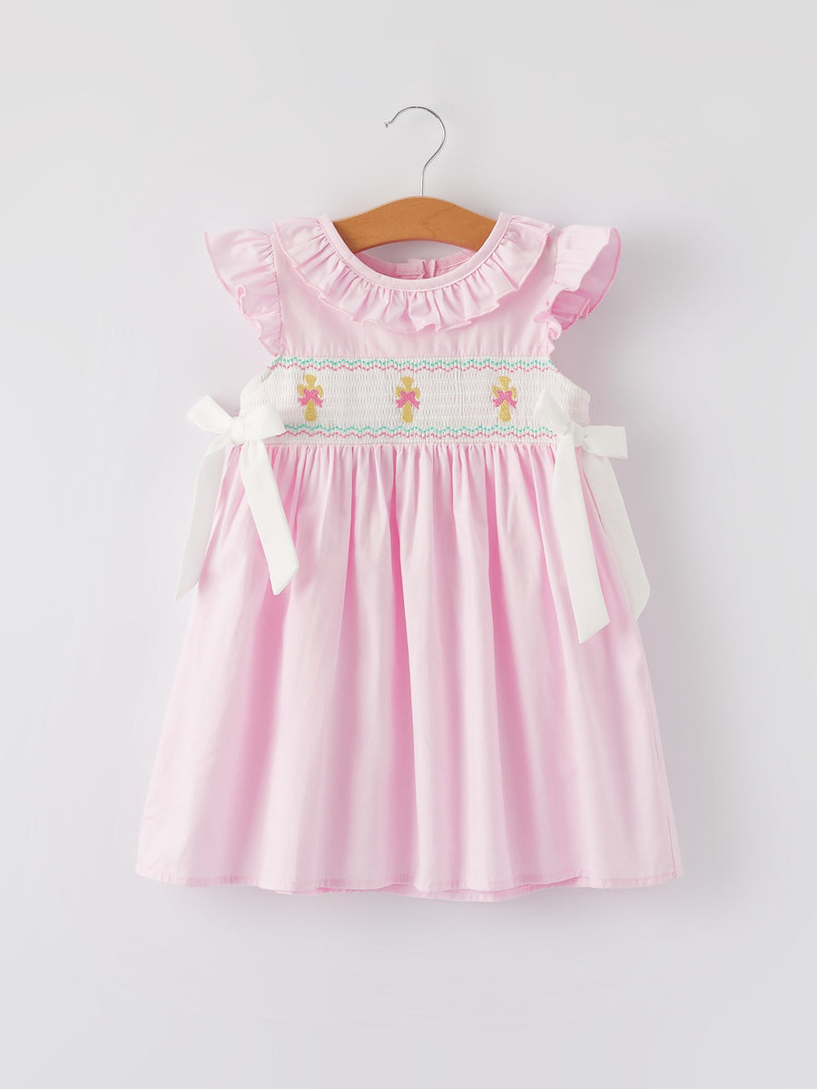 Pink Smocked Church Christ Bishop Christening Dress