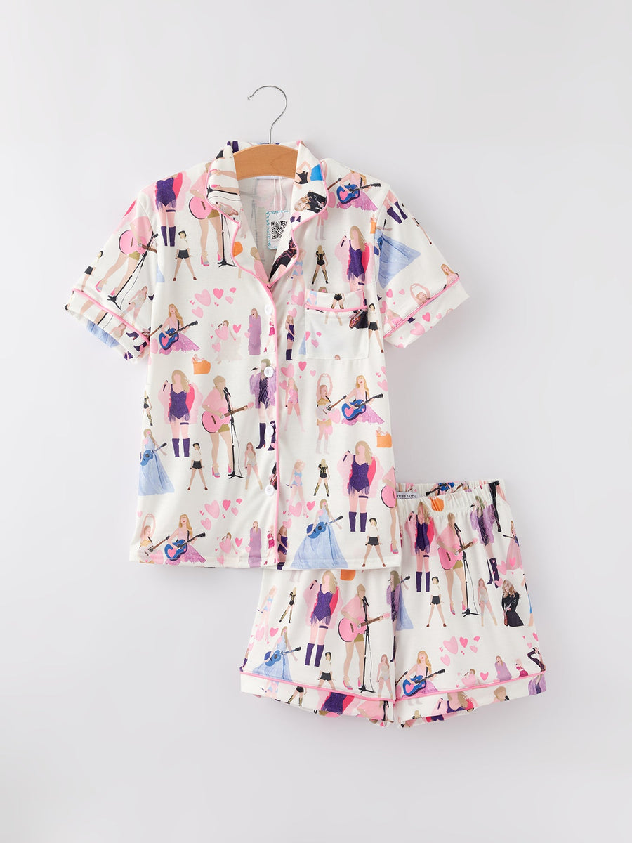 Mommy me TS Printed Adult Pajamas Set