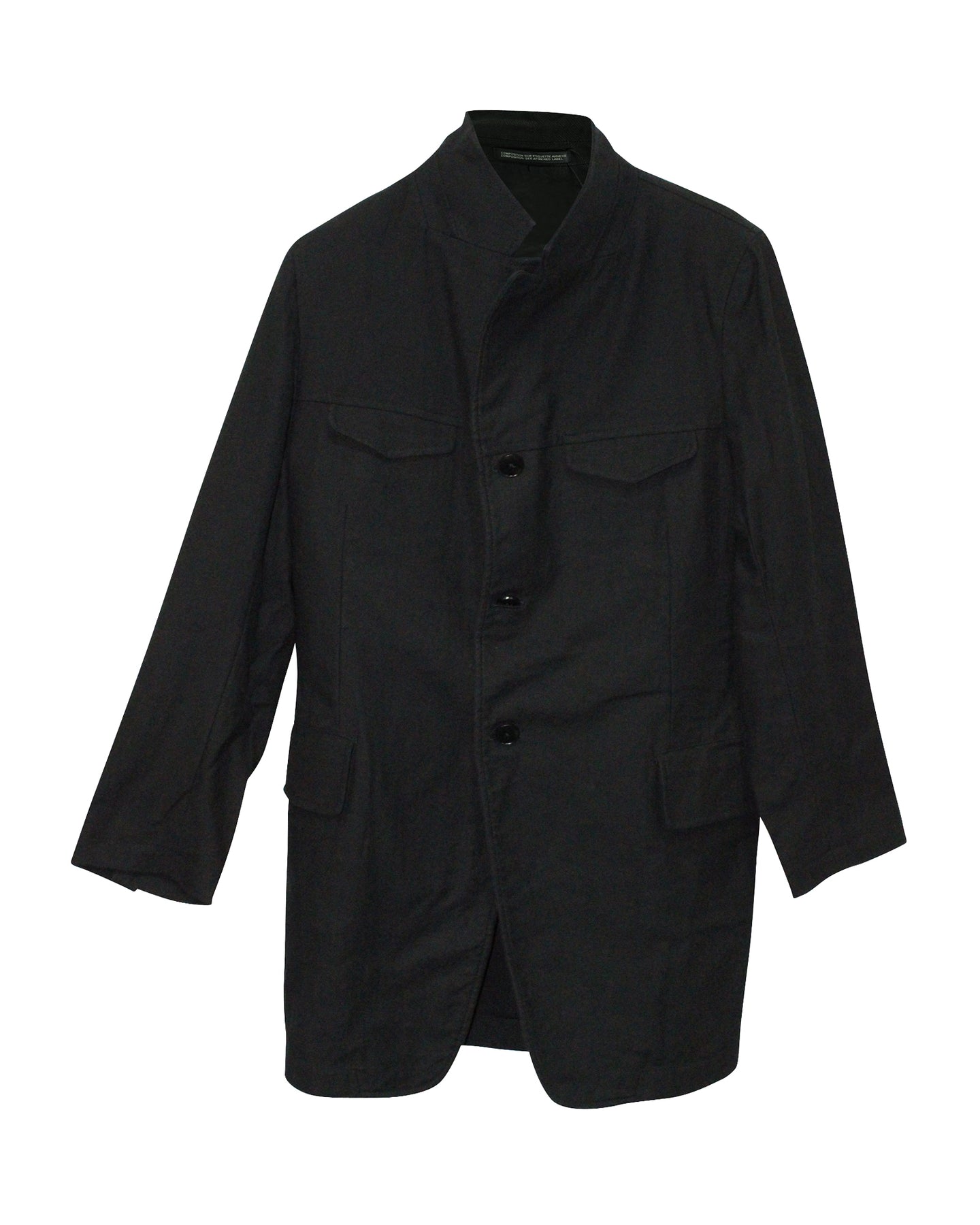 Yohji Yamamoto Pour Homme Single-Breasted Jacket in Black Cotton 7826333827132