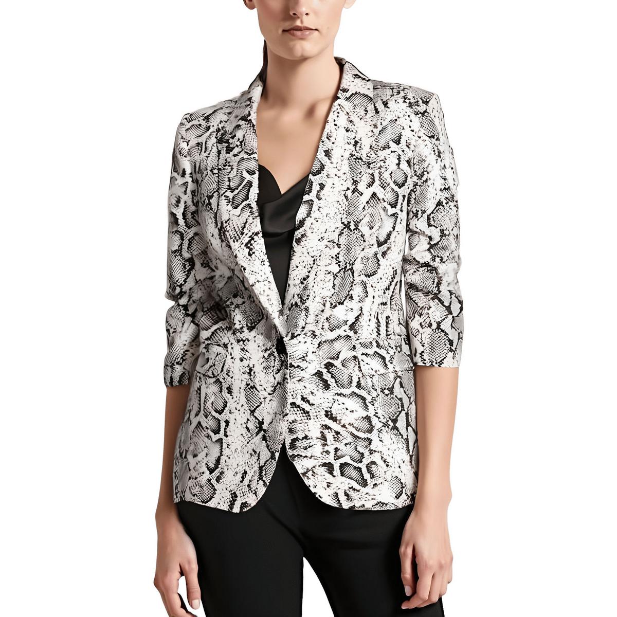 Snake Print One-Button Blazer