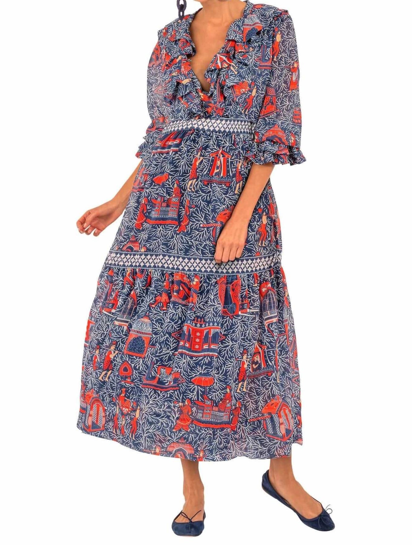 Sitting Pretty Dress - Palanquin Party In Navy 7744981925948