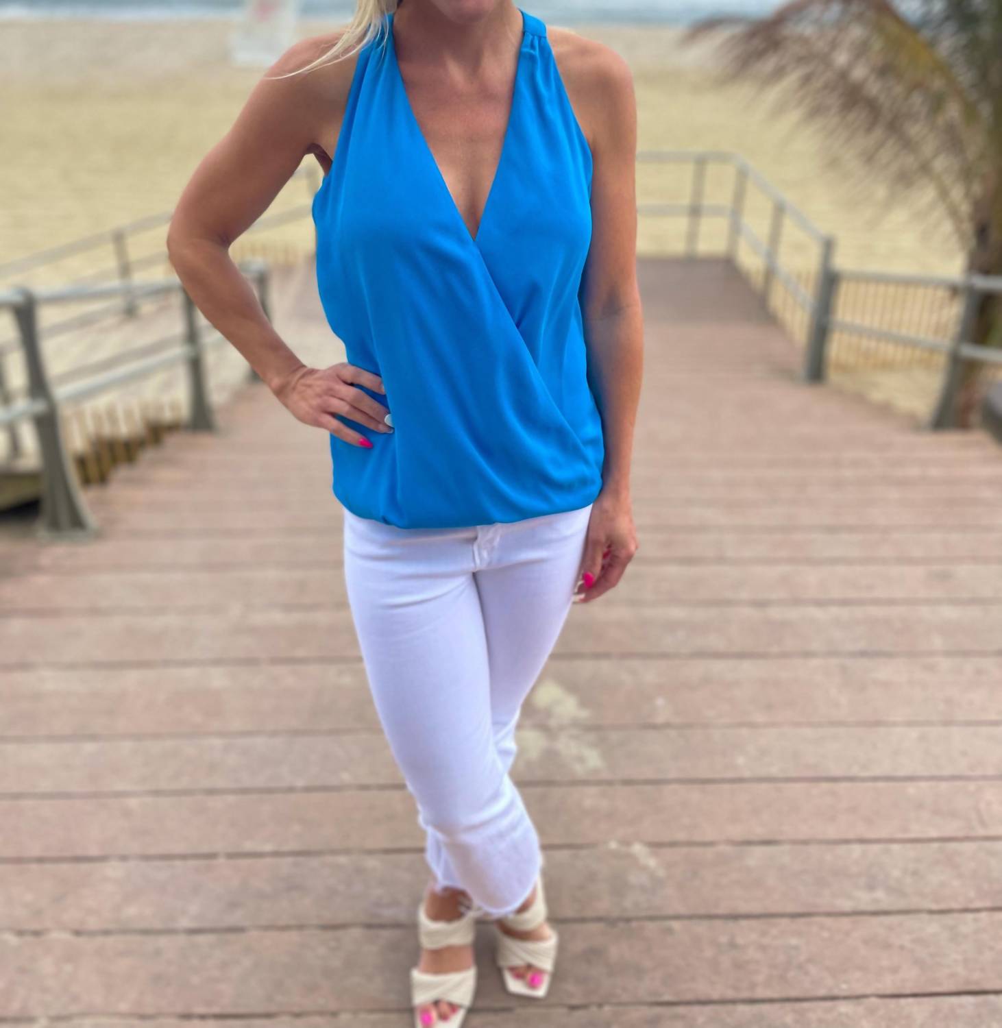 Azure Surplice Top In Blue 7258382139452