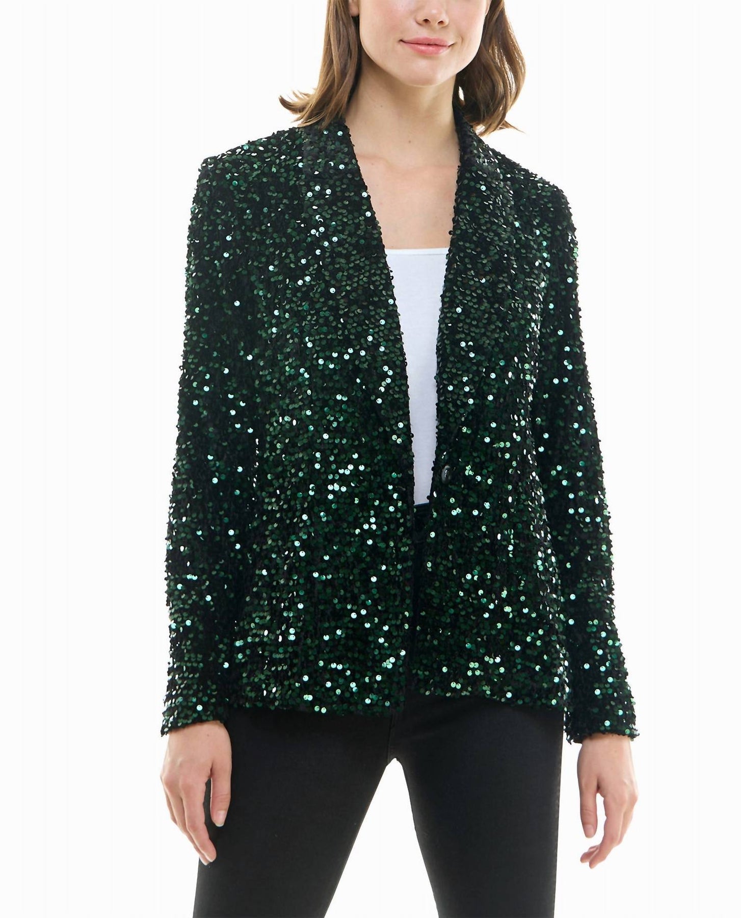Dani Velvet Sequin Jacket In Emerald 7686678872124