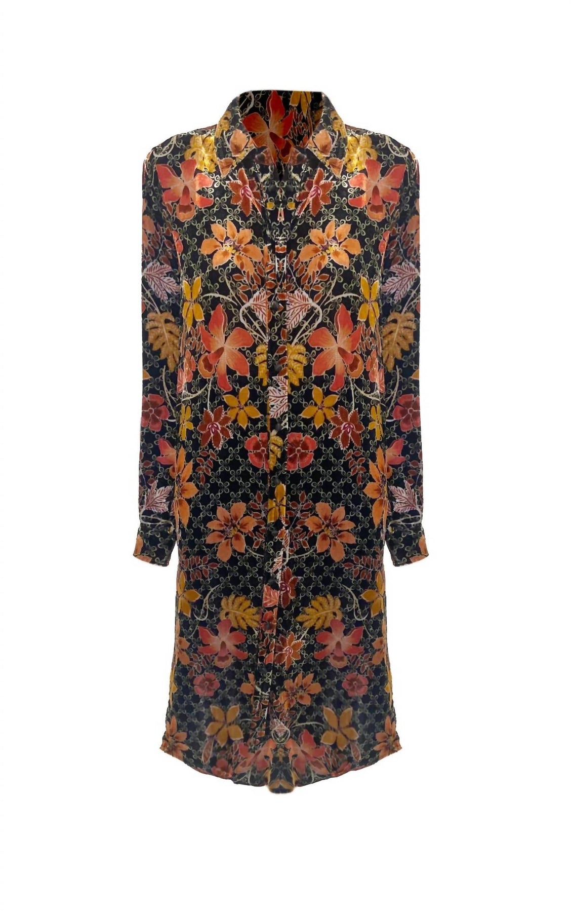 Women's Jasmoon Flore Velvet Relaxed Overshirt Dress In Multi