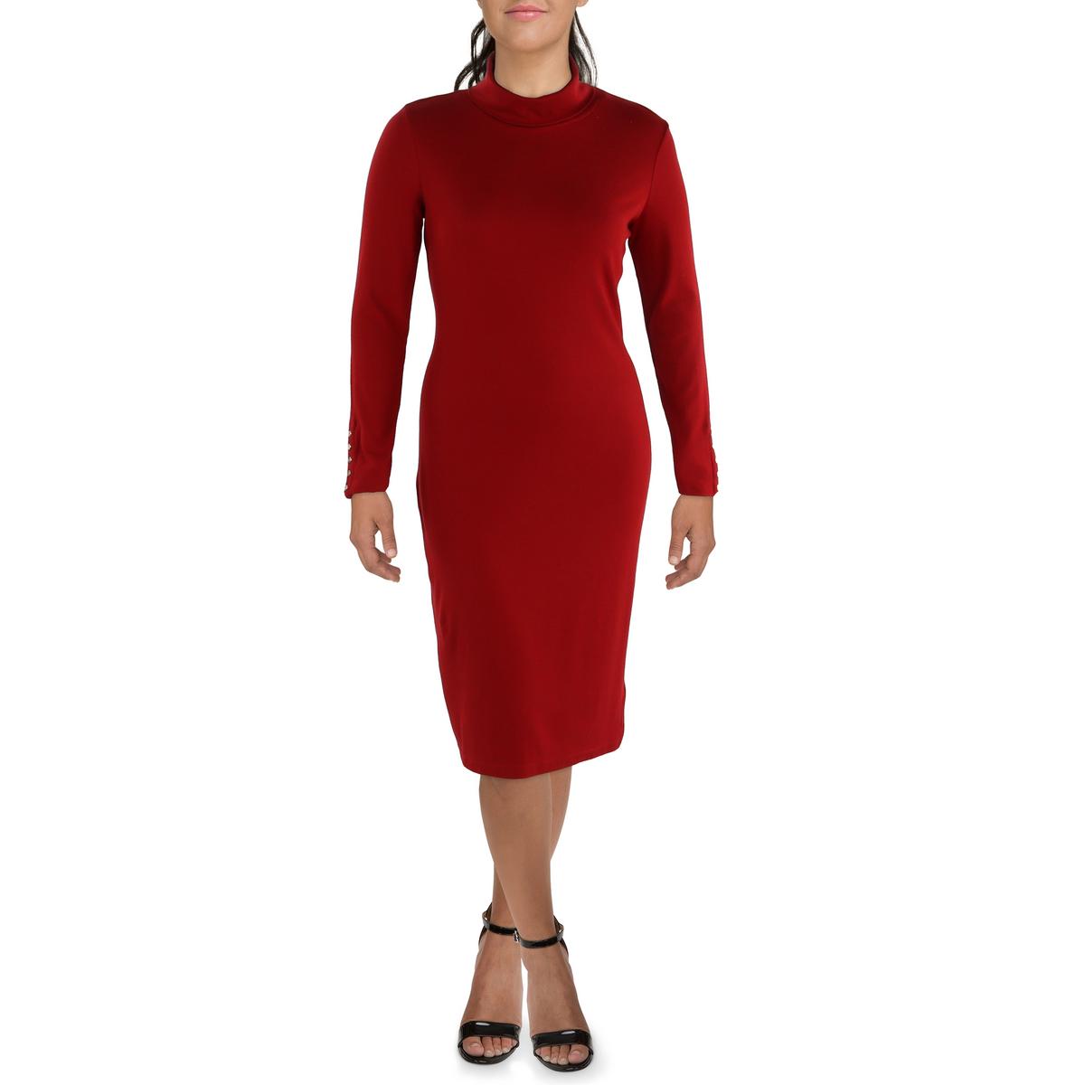 Turtleneck Ribbed Knit Sweaterdress