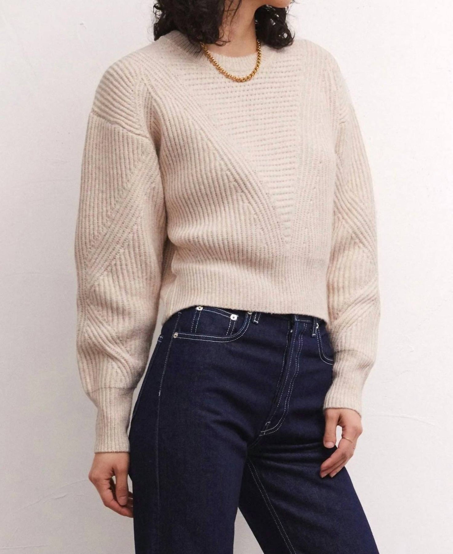Alaska Rib Sweater In Light Oatmeal Heather
