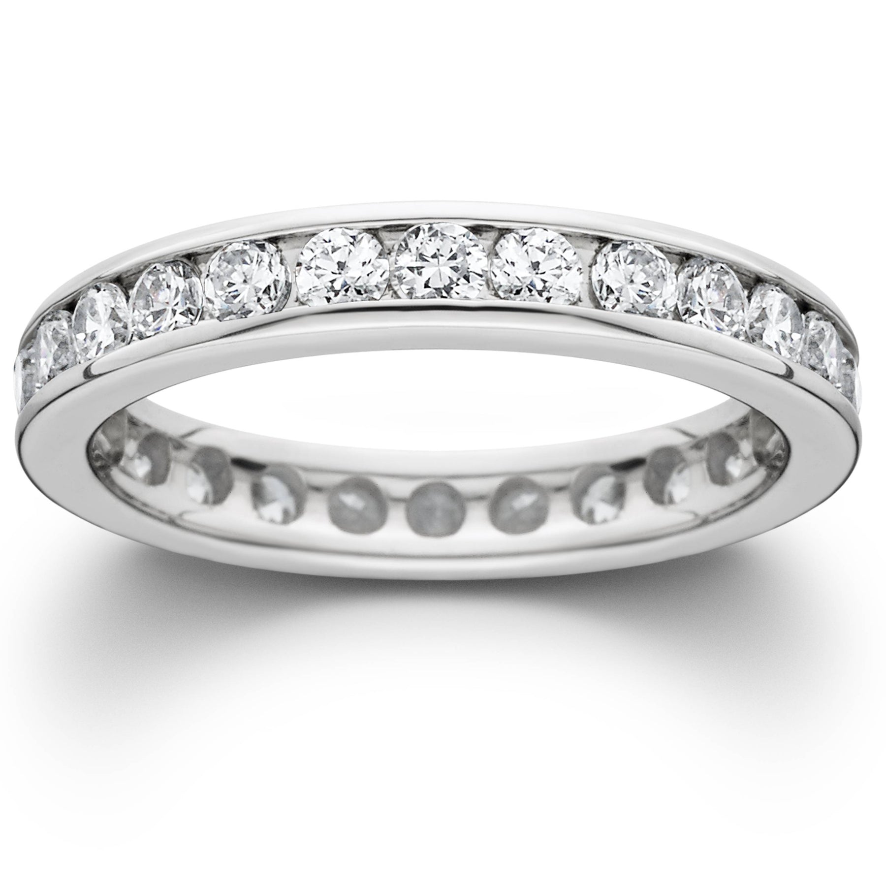 1 1/2ct Channel Set Diamond Eternity Ring 14K White Gold Lab Grown Wedding Band 7270227411004