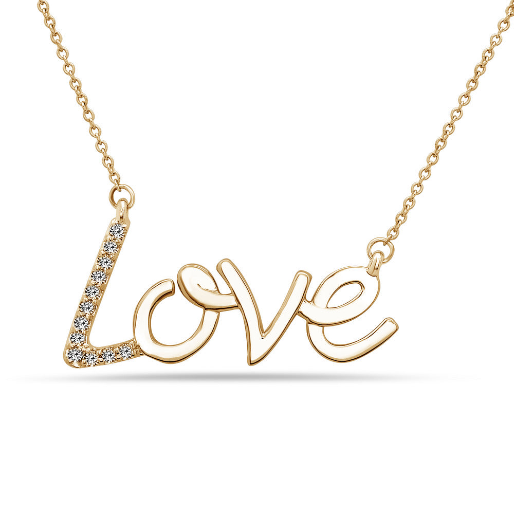 0.12cttw Love Pendant set in 14k Gold