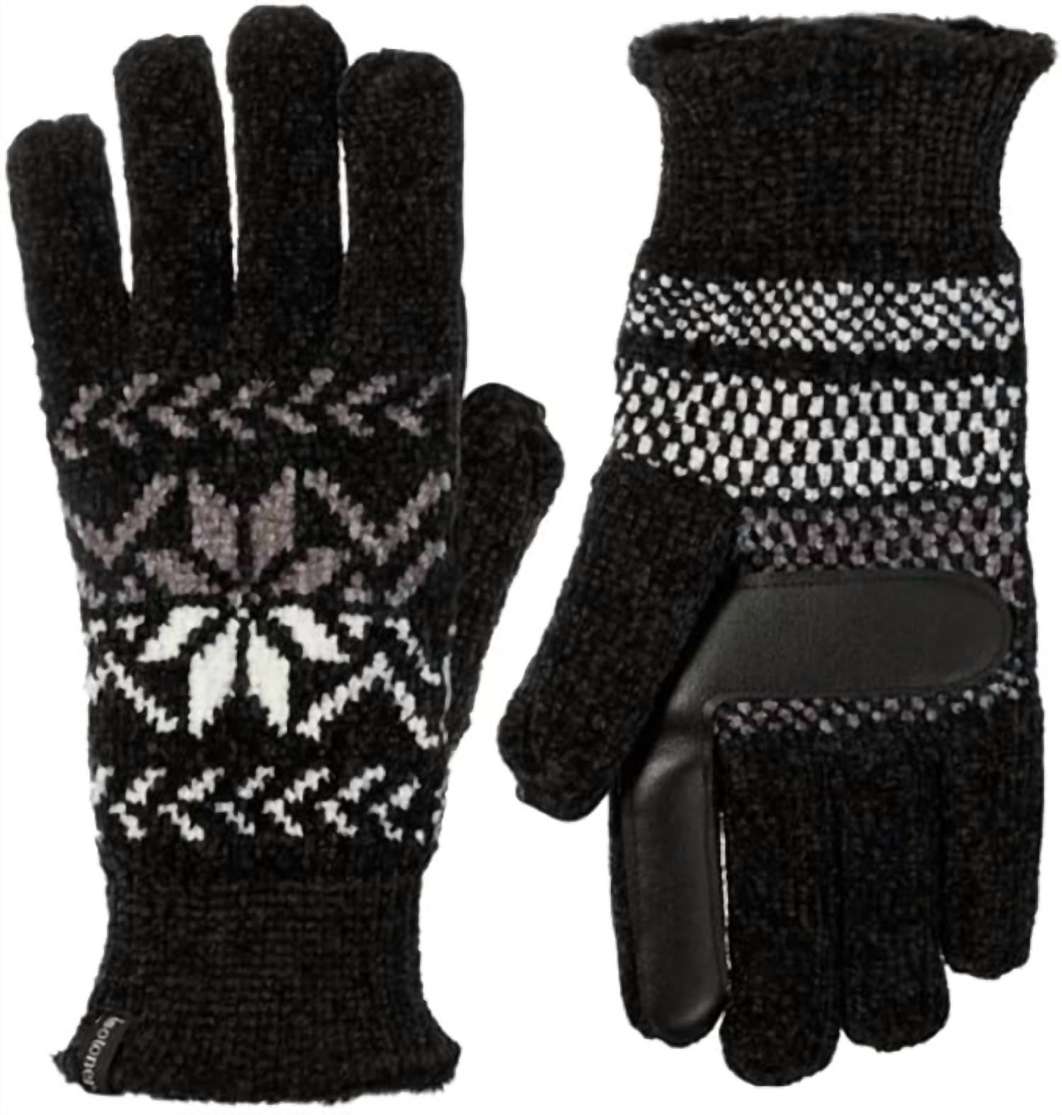 Women's Chenille Snowflakes Gloves In Black 7258402029628