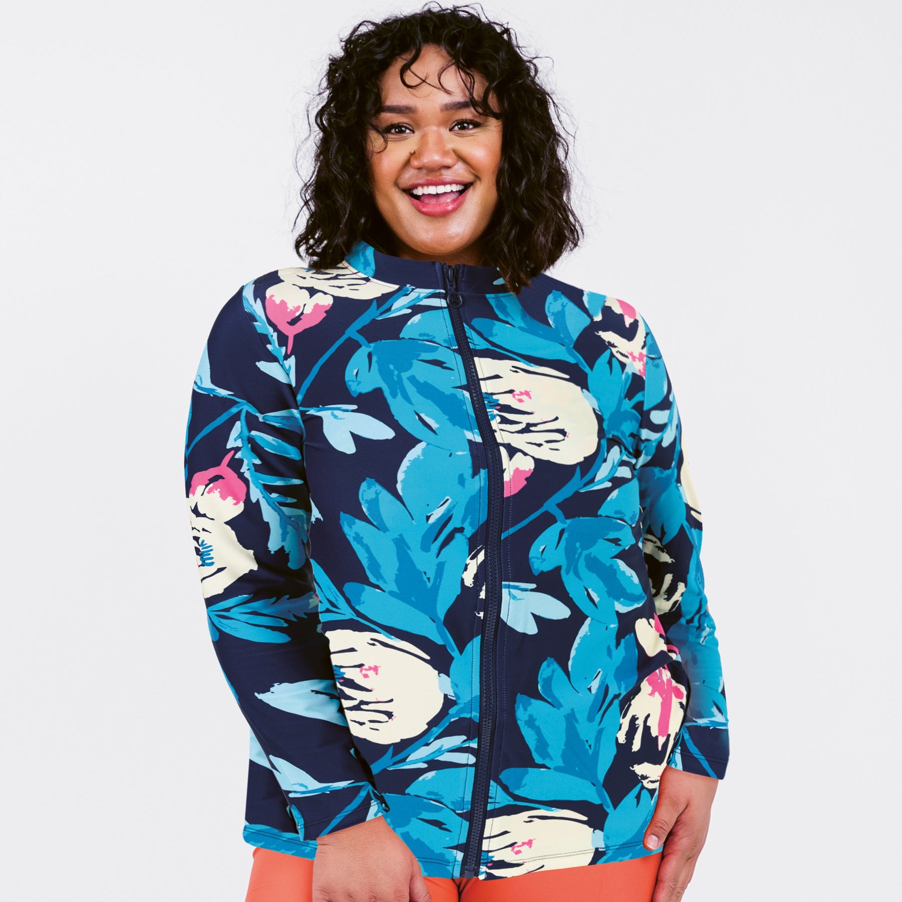 Women's Plus Long Sleeve Full-Zip Nora Swim Top 7761321820220