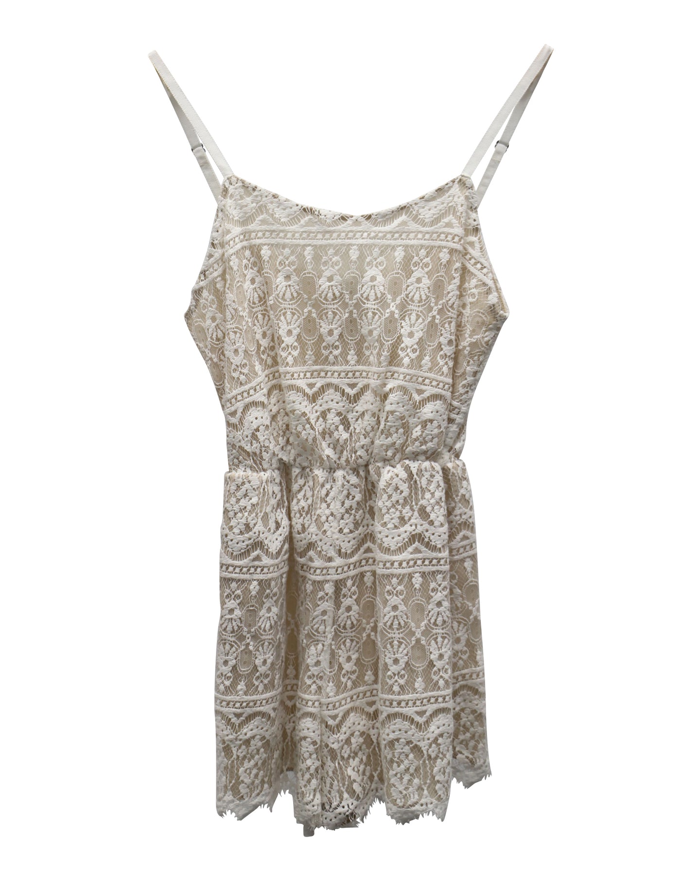 Alice & Olivia Lace Sleeveless Romper in Beige Cotton 7772311126076
