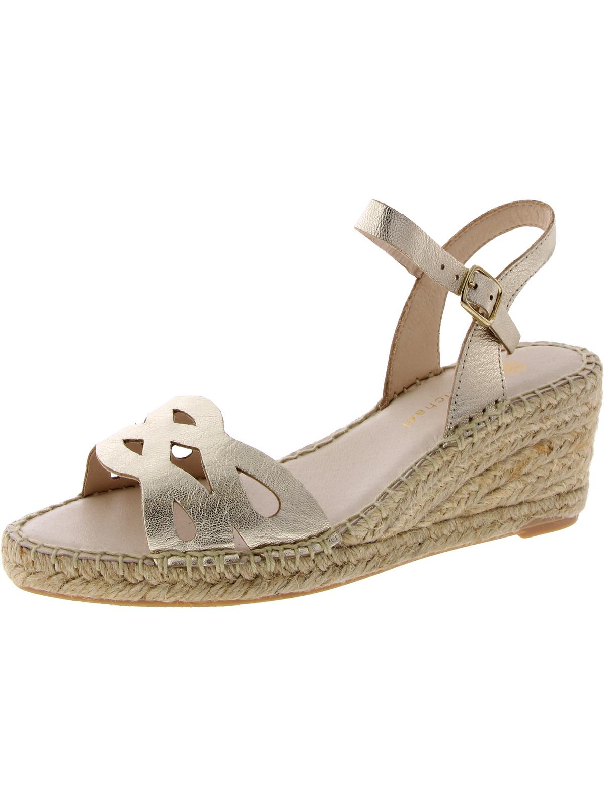 Womens Metallic Ankle strap Wedge Sandals