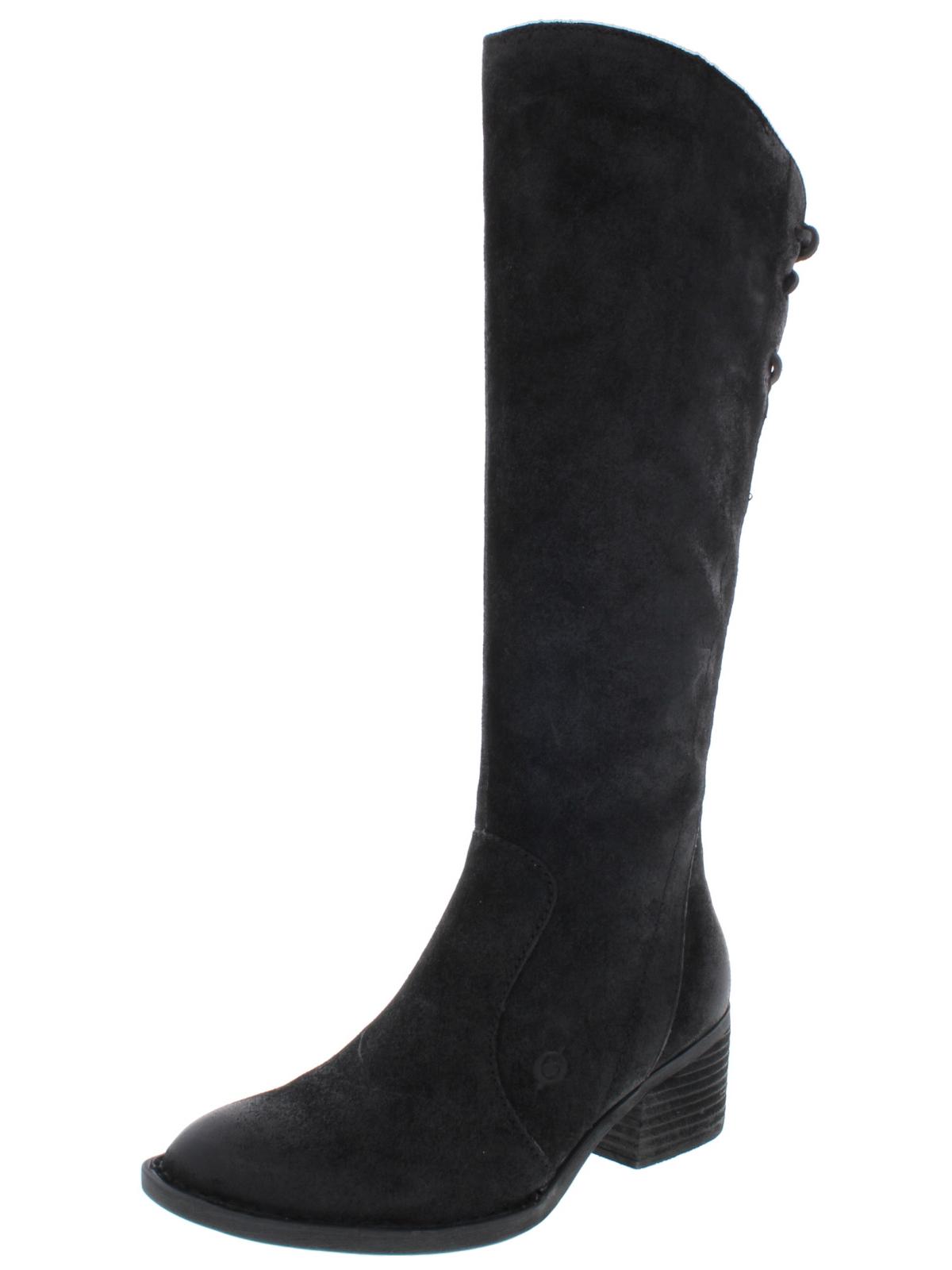 Felicia Womens Distressed Stacked Heel Knee-High Boots