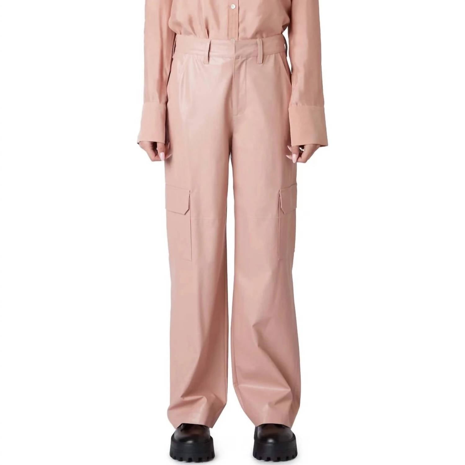 Vegan Leather Cargo Pant In Pink 7270853181500