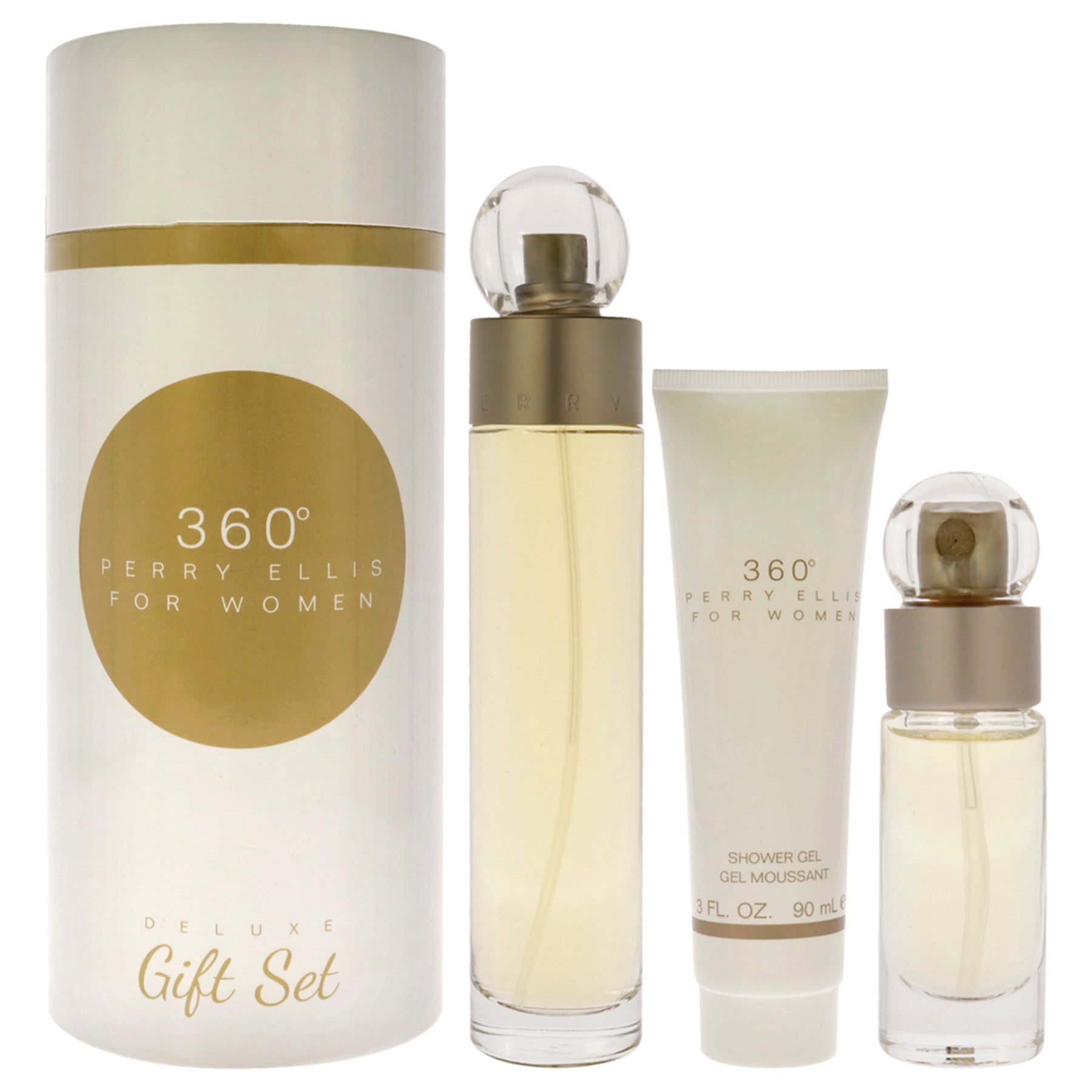 360 by Perry Ellis for Women - 3 Pc Gift Set 3.4oz EDT Spray, 0.25oz EDT Spray 3oz Shower Gel 7830722904124