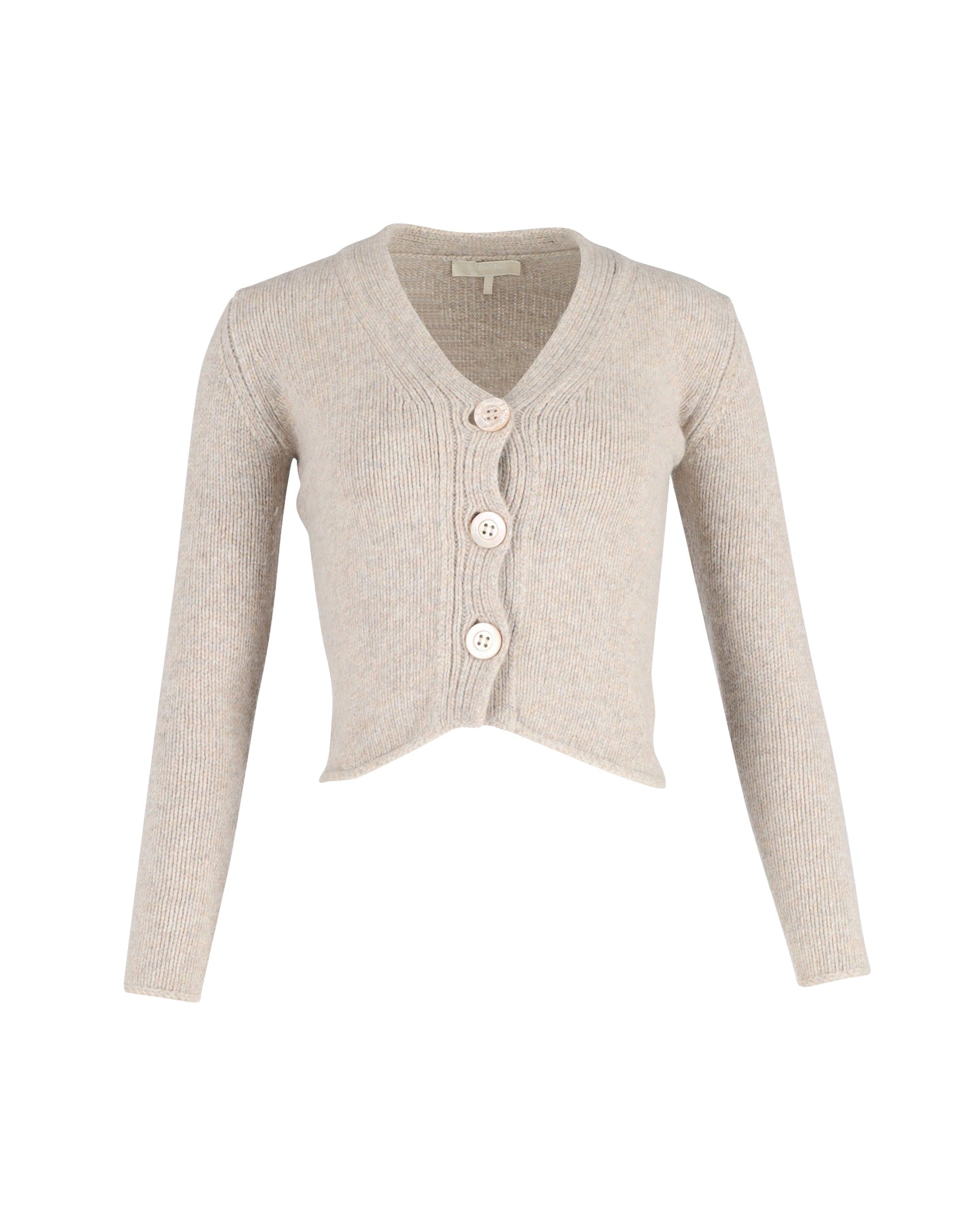 Max Mara Button-Front Cardigan in Beige Wool 7802195116092