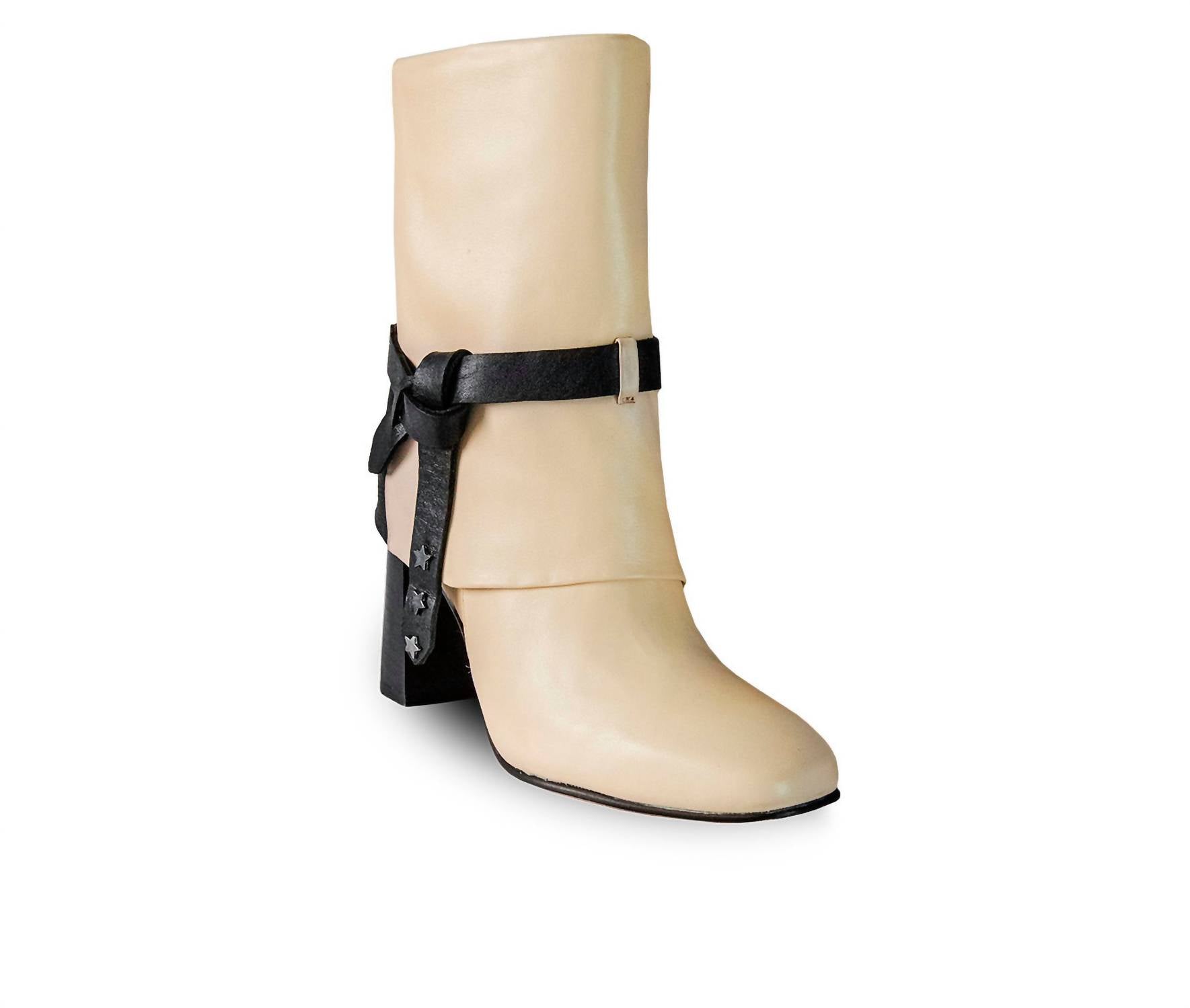 Women's Premium Leather Nat Boots In Ivory&black