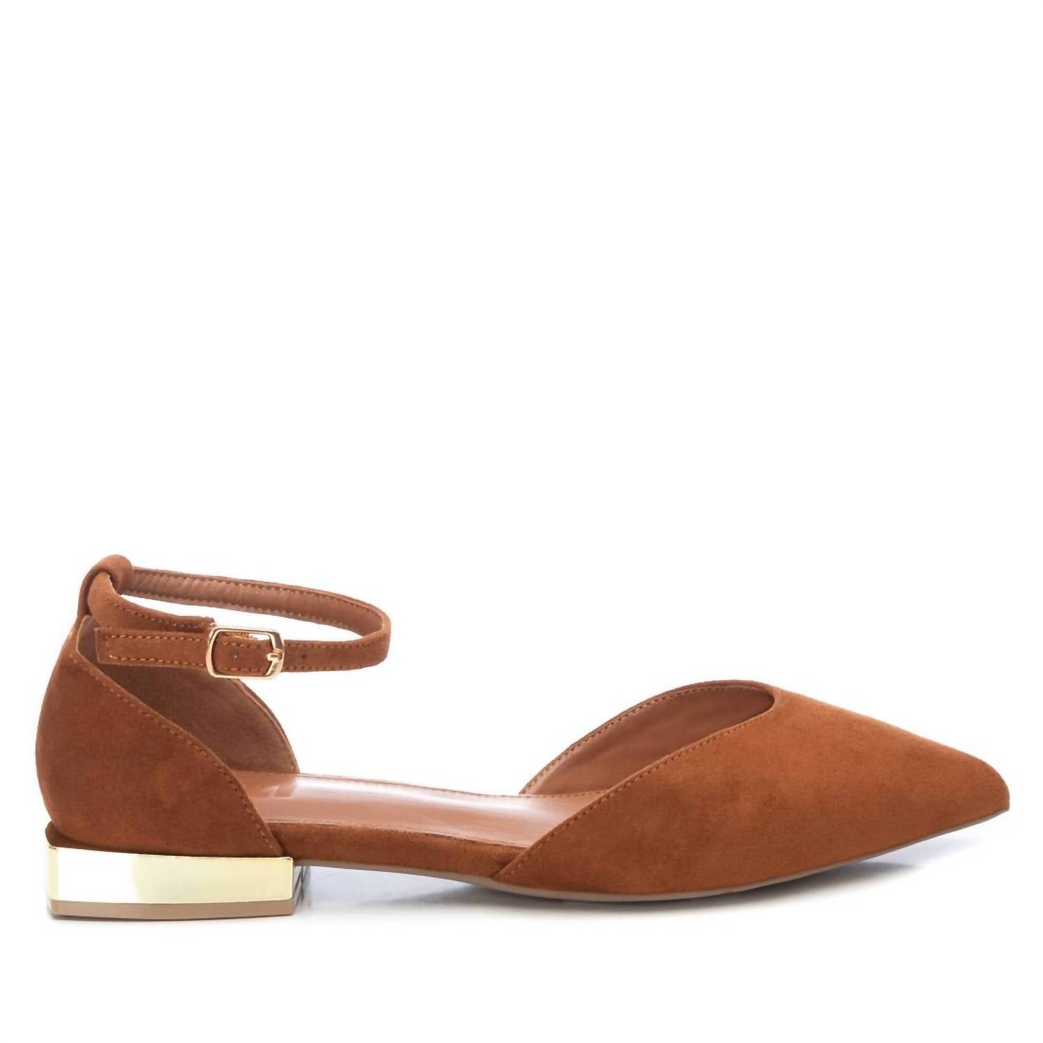 Women's Suede Pointy Toe Ballet Flats In Medium Brown 7745074004028