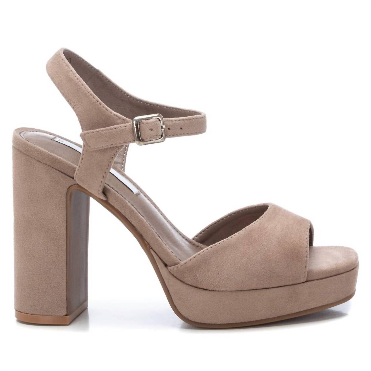 Women's Heel Suede Sandals In Beige