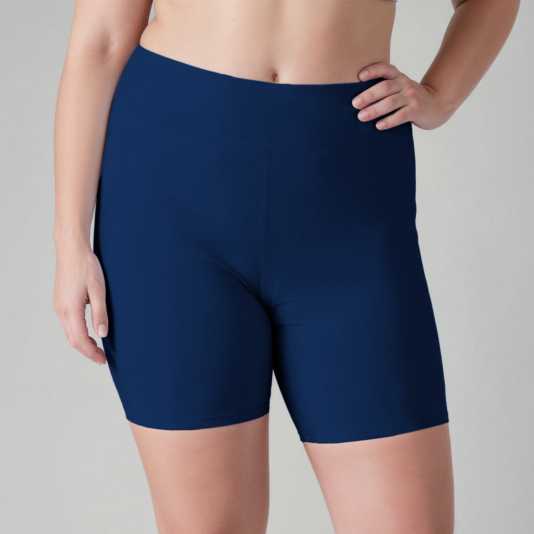 Women's Plus High Waisted Mid-Thigh Swim Shorts 7761307992124
