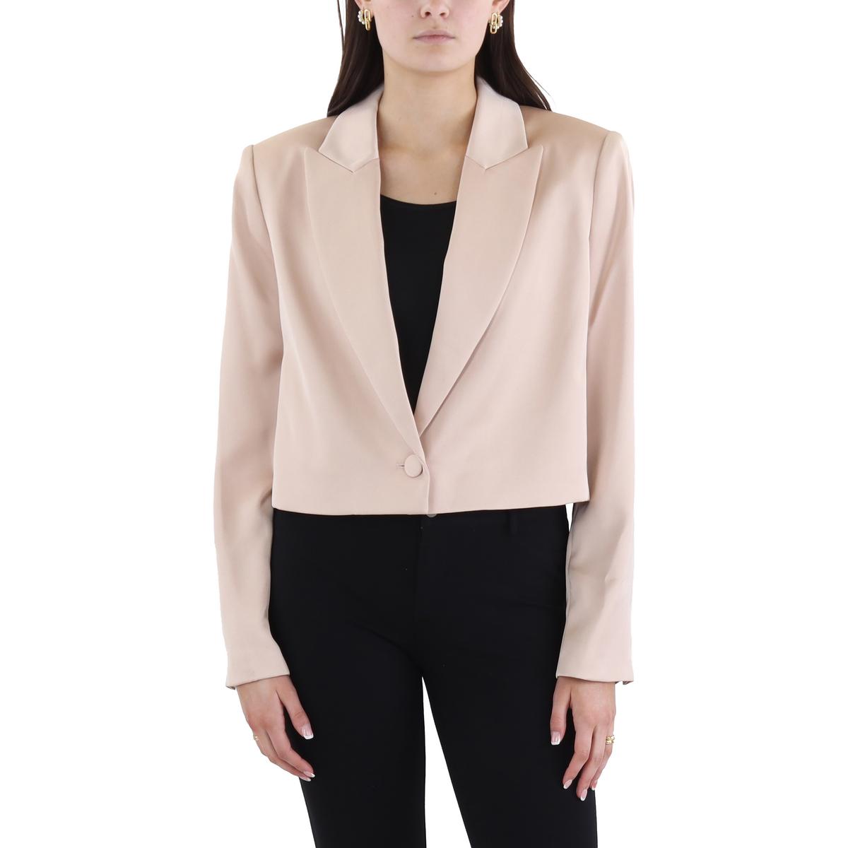 Crop Satin One-Button Blazer