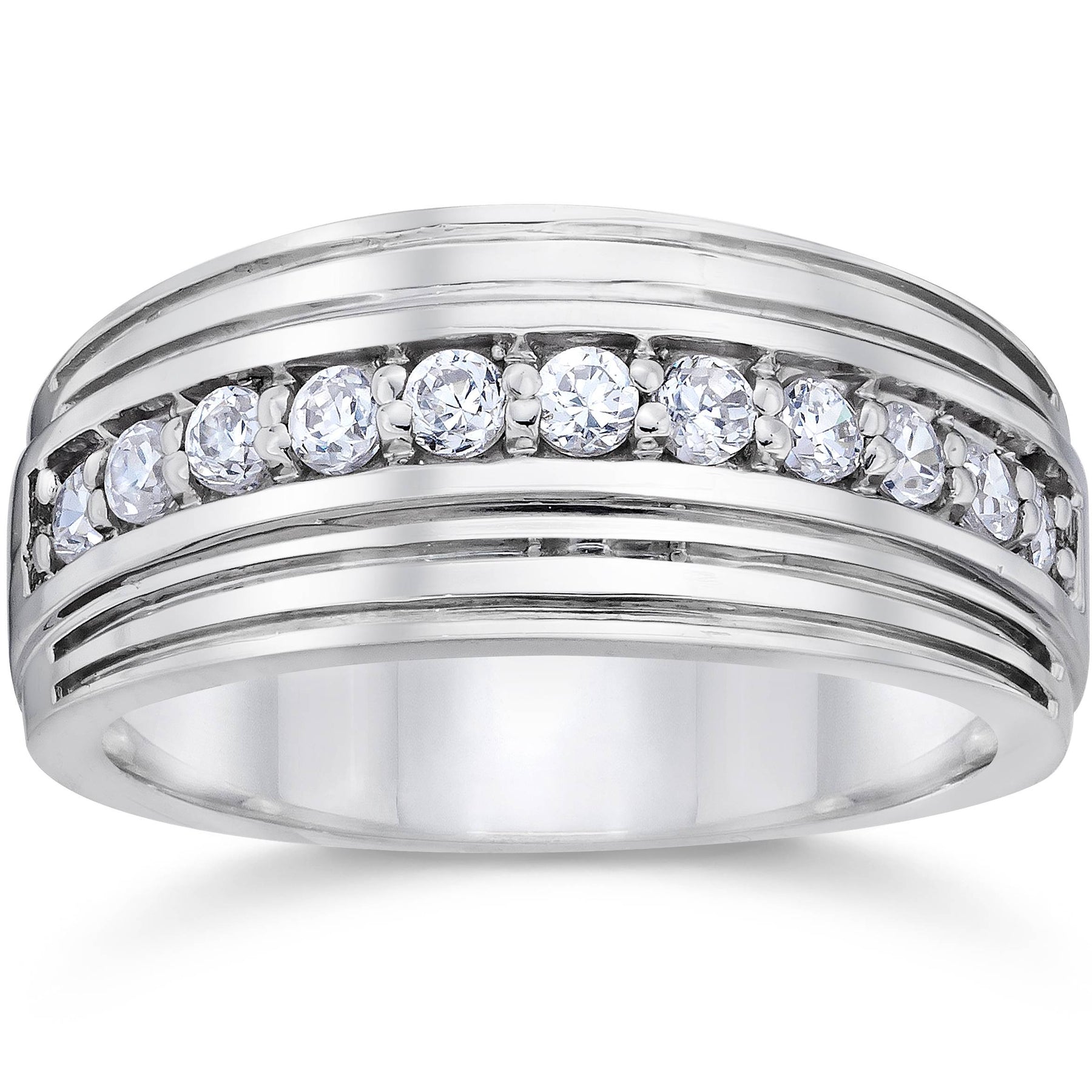 1/2 Carat Mens Diamond Wedding Ring 10K White Gold 7688346009660