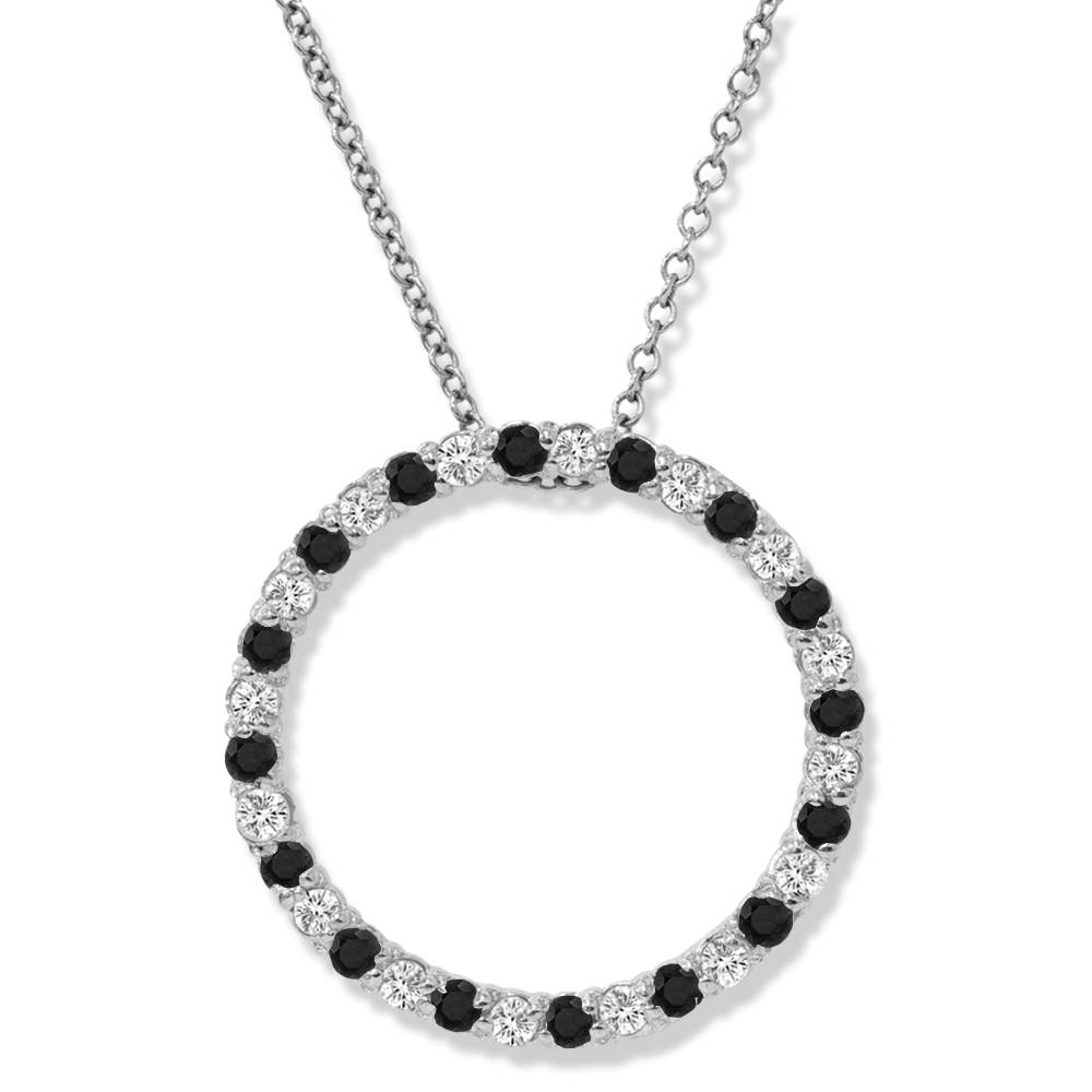 .55CT Black & White Diamond 10K White Gold Circle Pendant 7686650462268