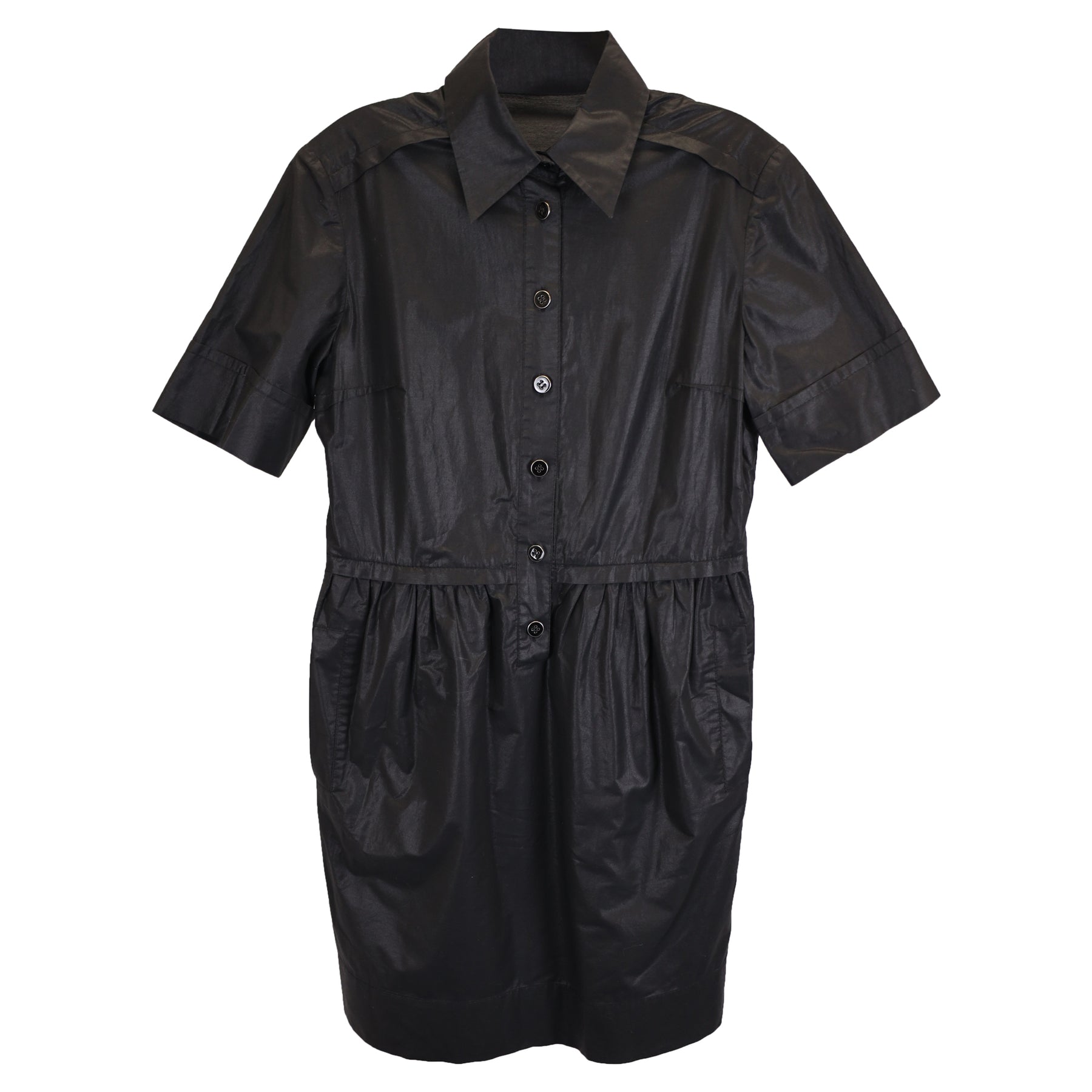 Stella McCartney Short Sleeve Shirtdress in Black Cotton 7744890175548