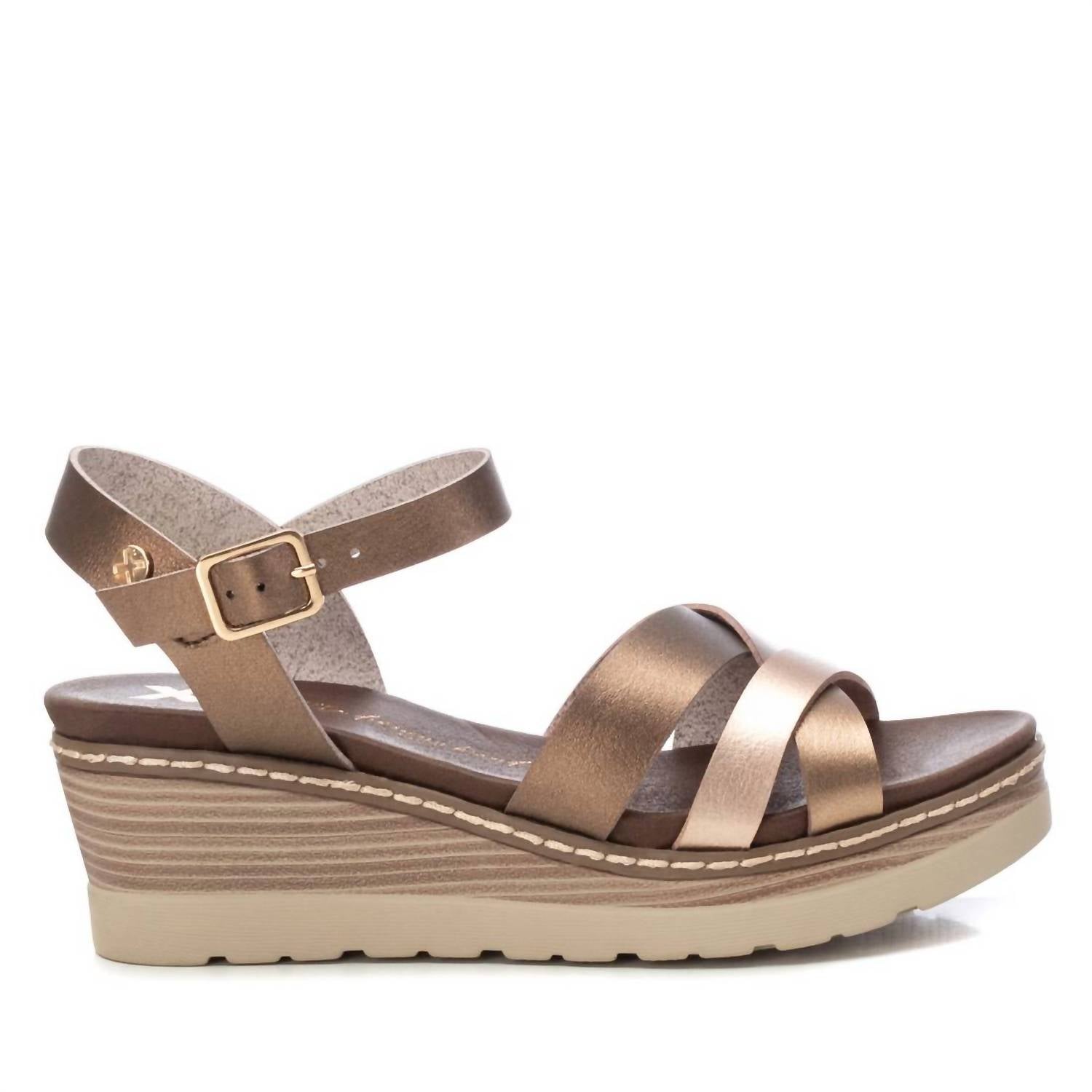 Women's Wedge Strappy Sandals In Bronze