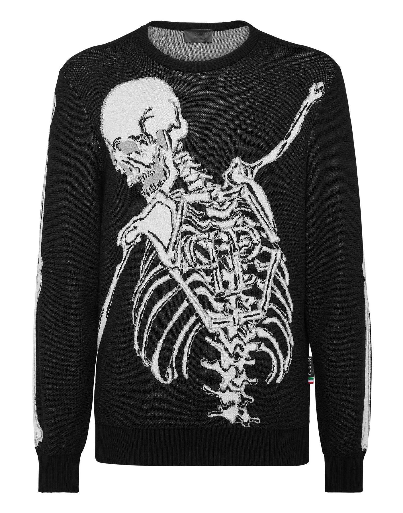 Wool Cotton Pullover Round Neck LS Skull