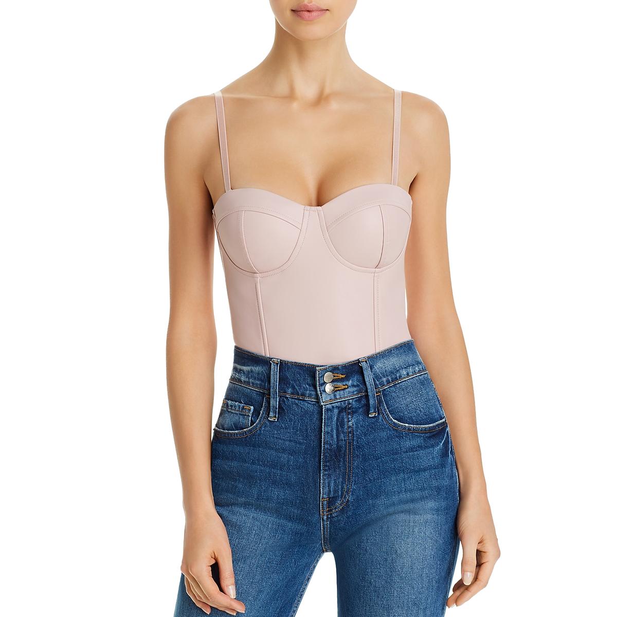 Faux Leather Strapless Bodysuit