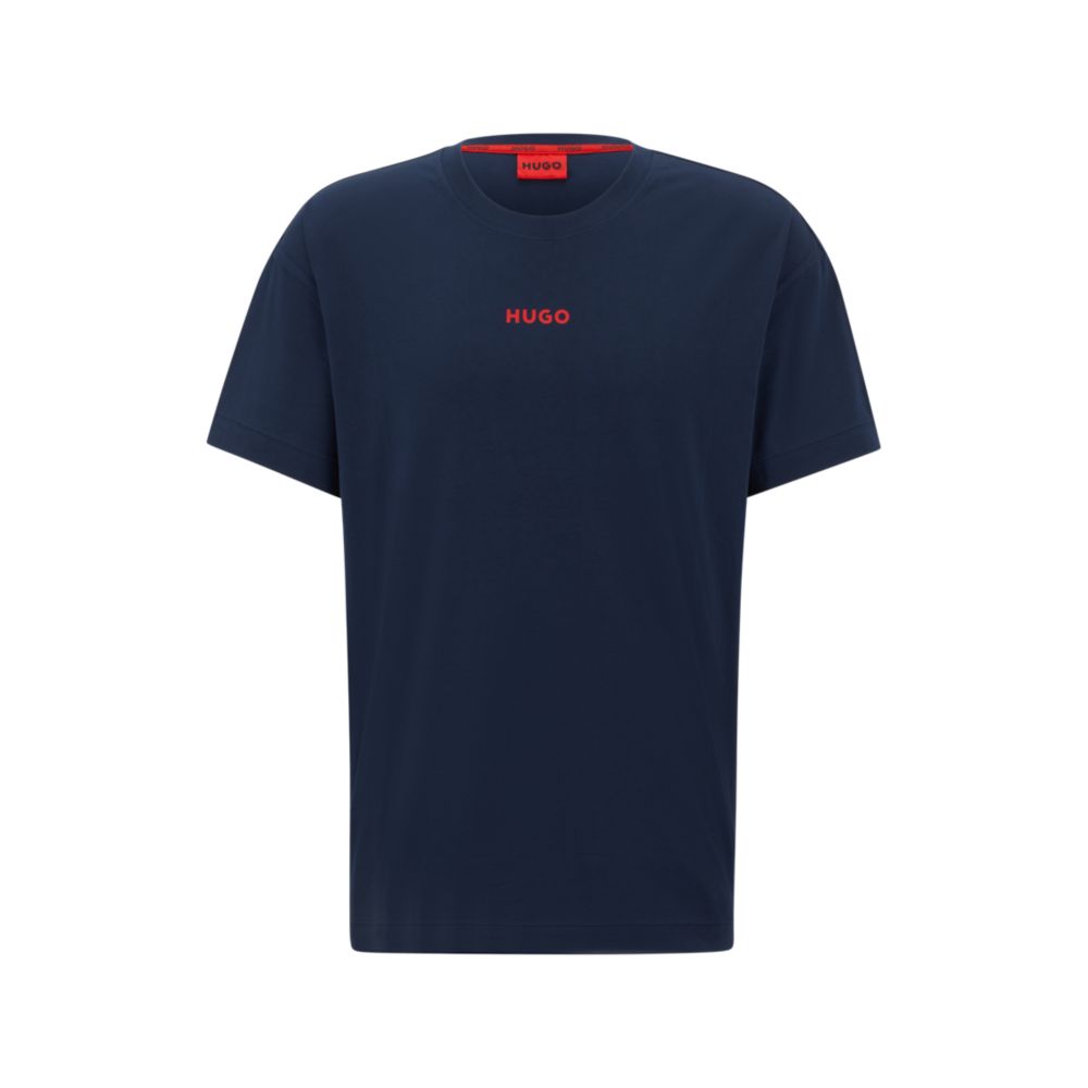 Stretch-cotton jersey pajama T-shirt with red logo