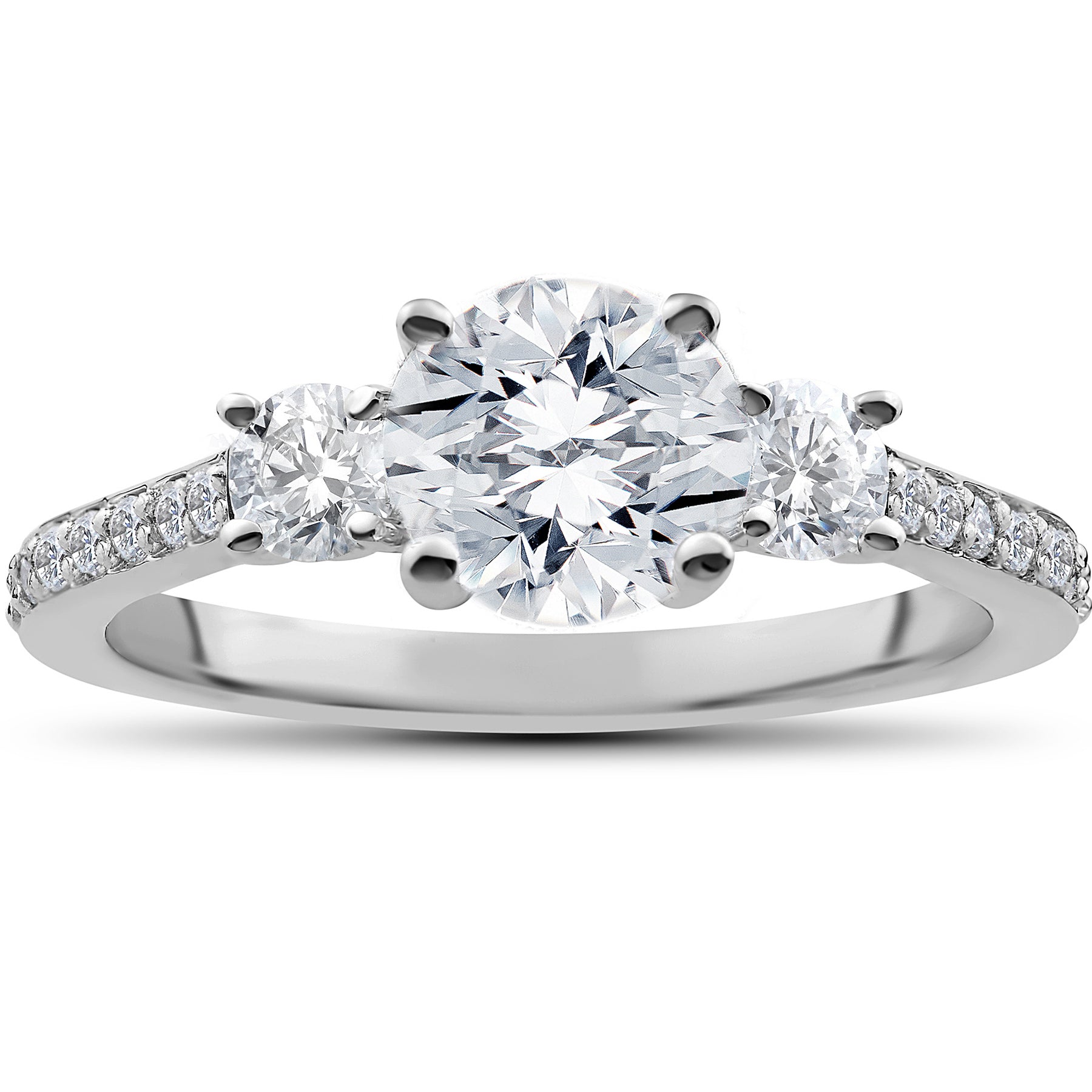 1 1/4 ct Round Diamond 3-Stone Lab Created Eco Friendly Engagement Ring White Gold 7688330313788