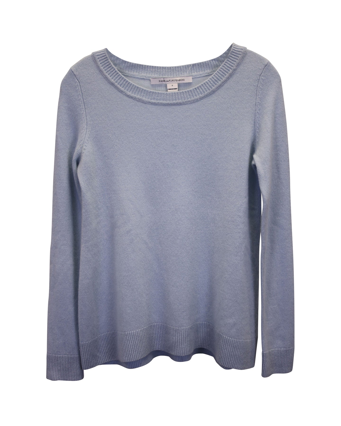Diane Von Furstenberg Round-Neck Sweater in Light Blue Cashmere