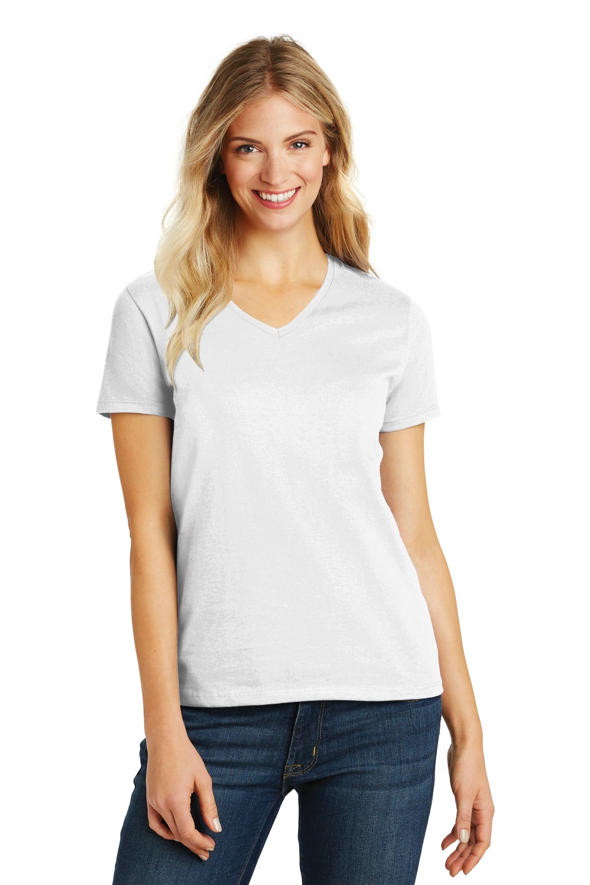 District Women's Perfect Blend V-Neck Tee. DM1190L 2 of 2