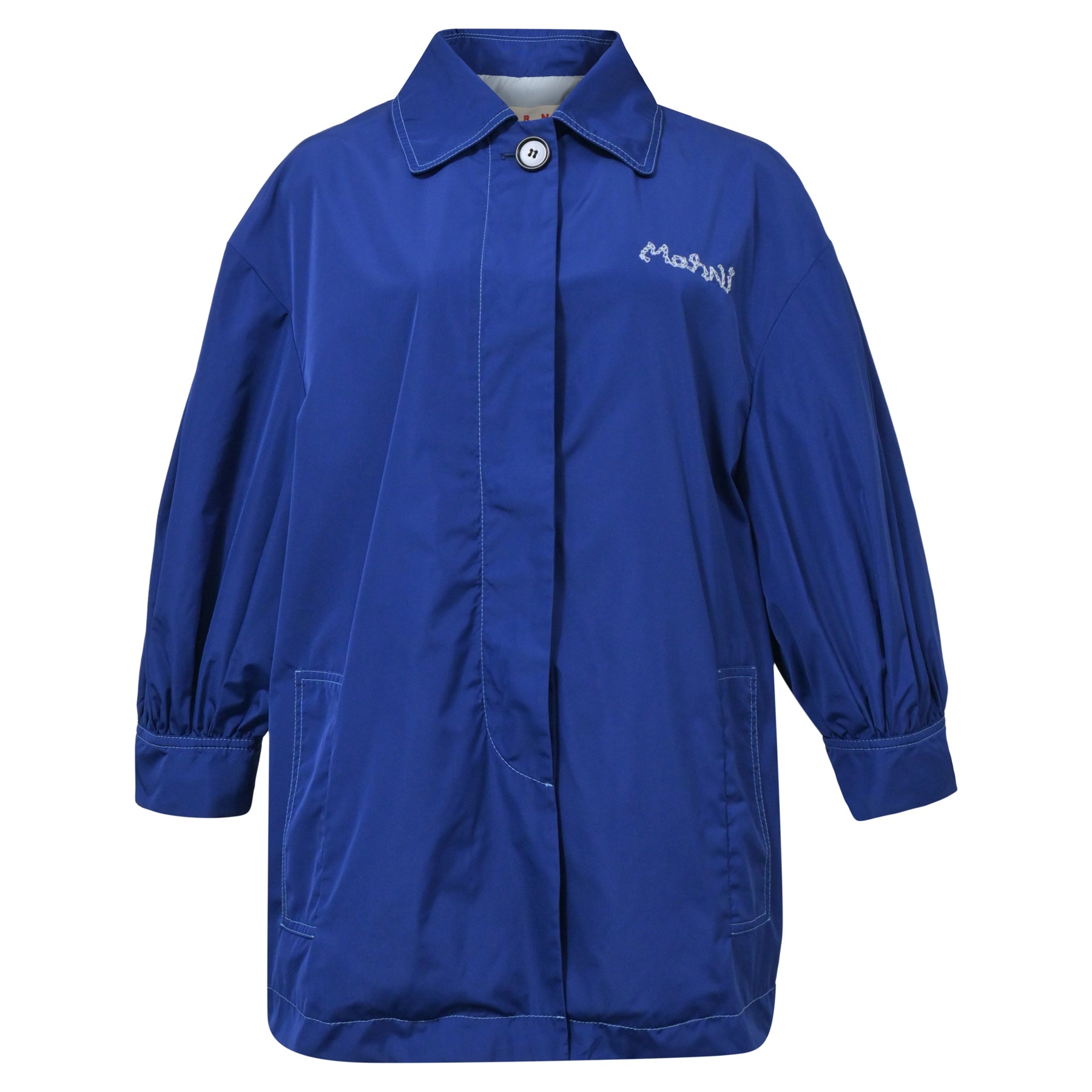 Marni Logo Windbreaker in Blue Nylon 7744753958972