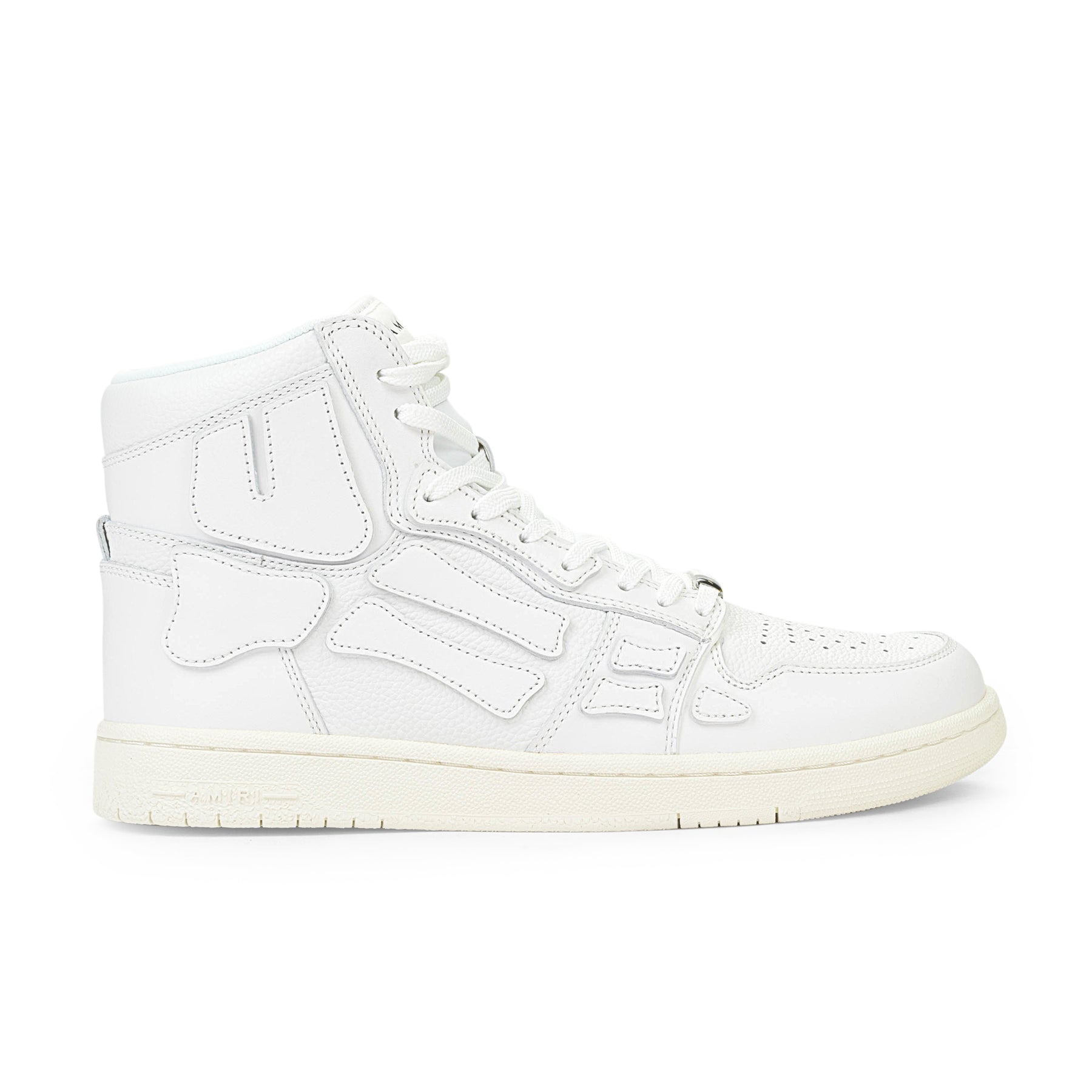 AMIRI LEATHER PANELLED SKEL TRIPLE WHITE HI-TOP SNEAKERS 7801491521596