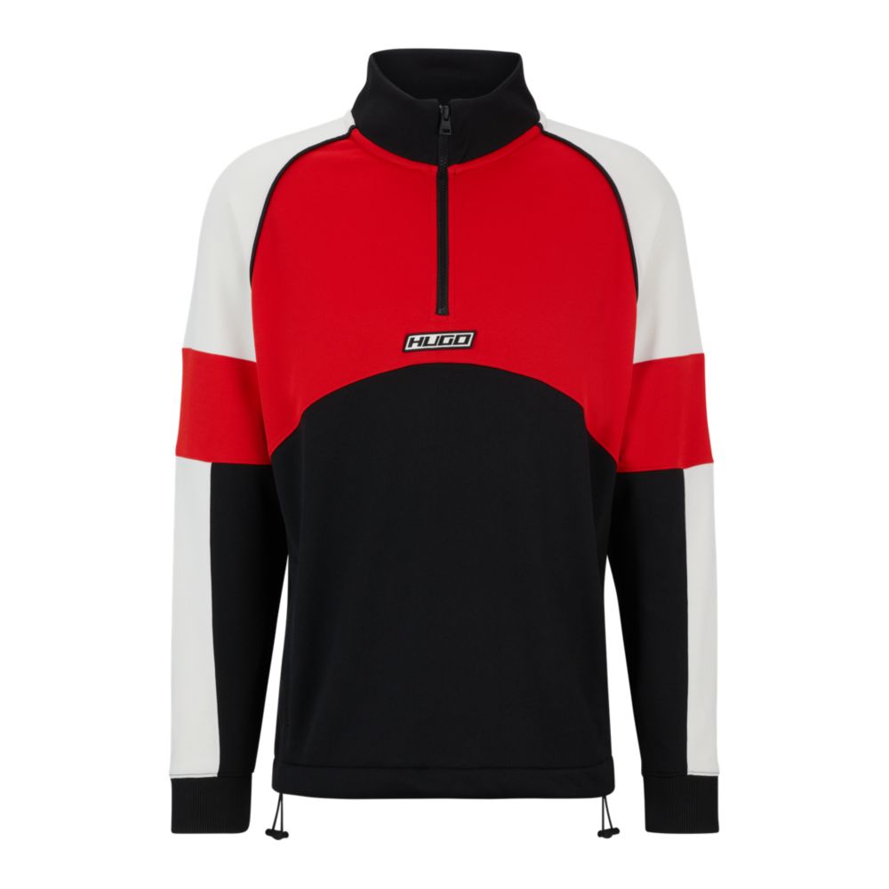 Color-blocked sweatshirt with racing-inspired logo badge 7581134585916