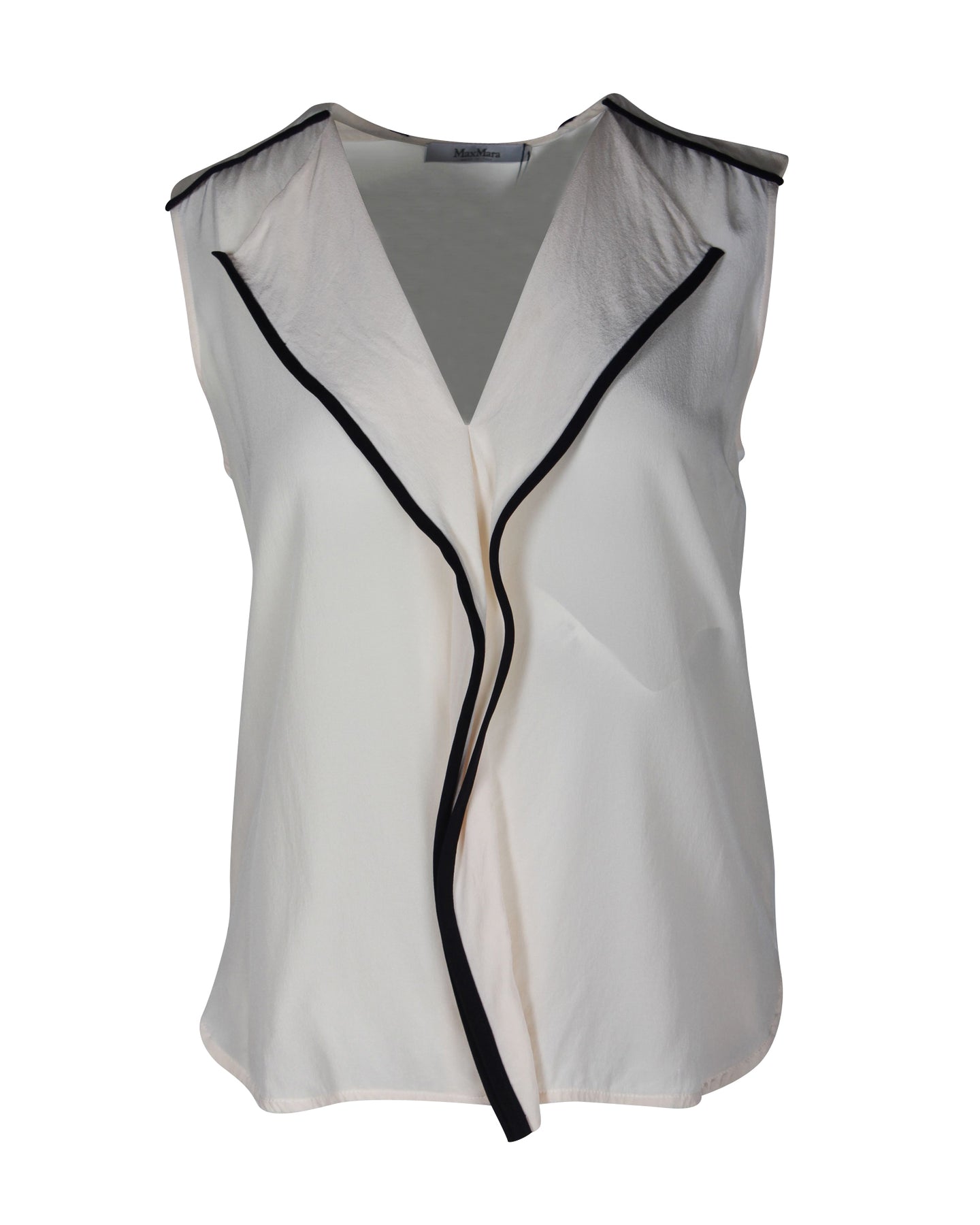 Max Mara Sleeveless Top in White Silk 7826331893820